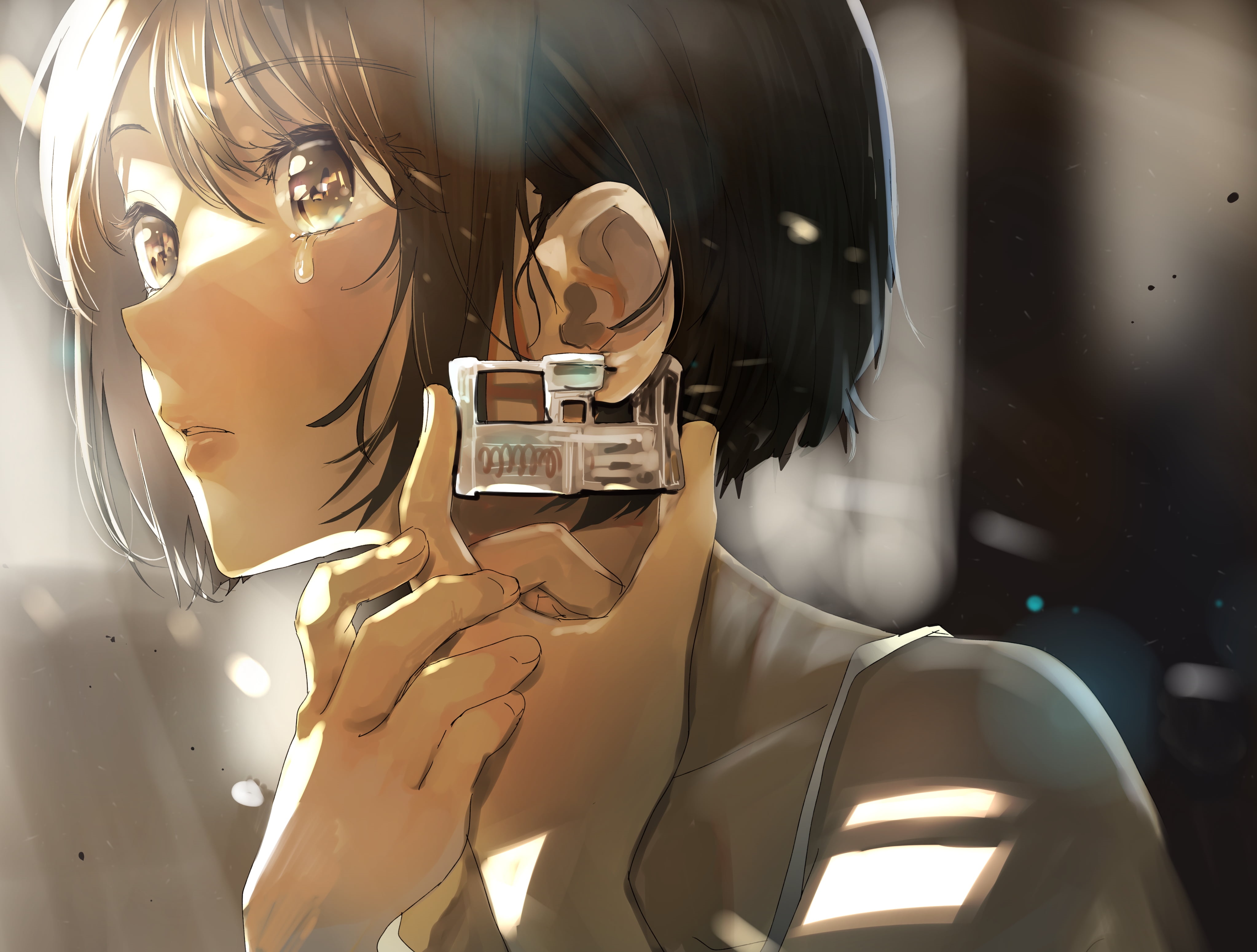 Pomu with tears and an ear piercing HD Wallpaper