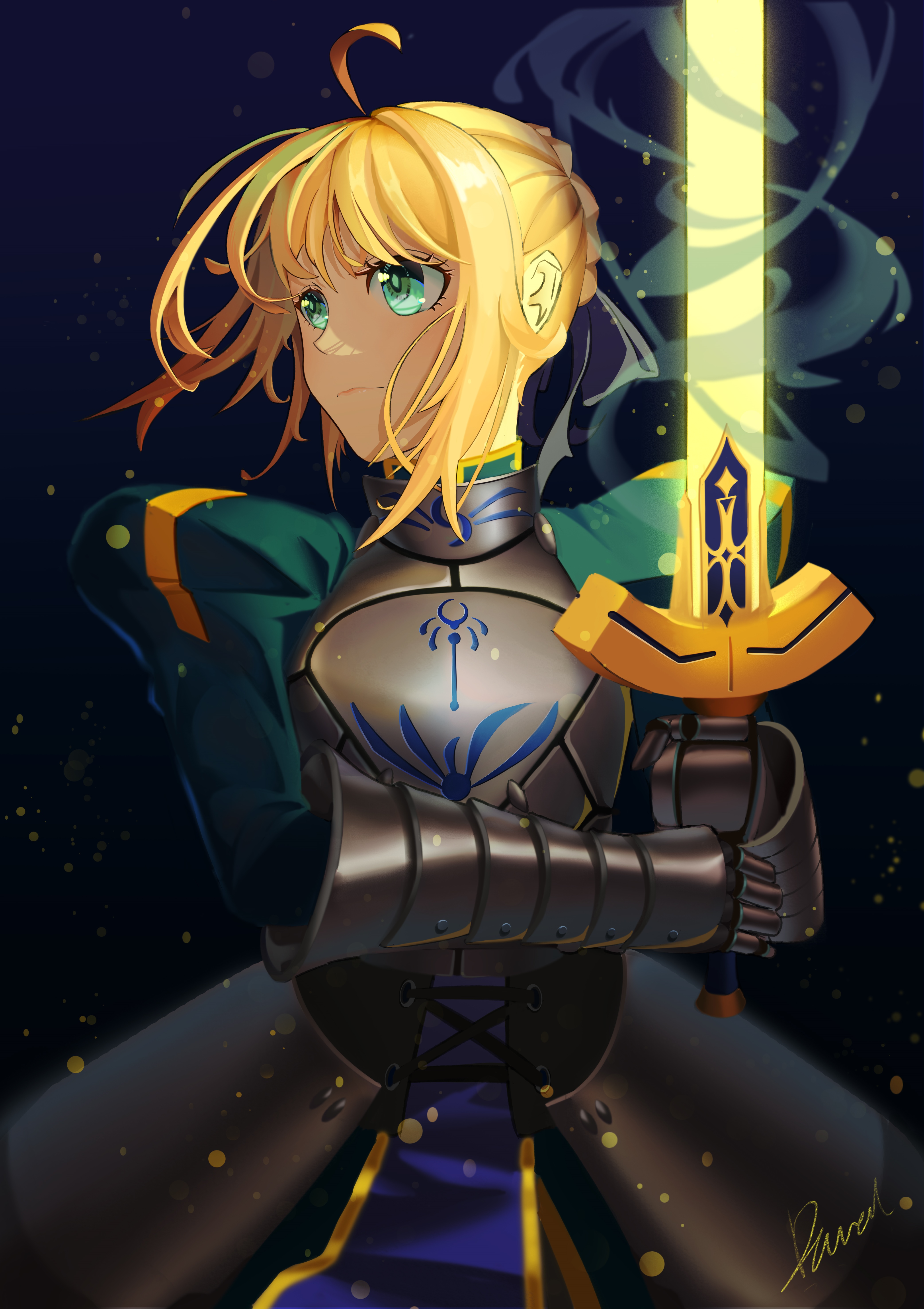Saber Artoria Pendragon with Excalibur from Fate/Stay Night HD Phone Wallpaper