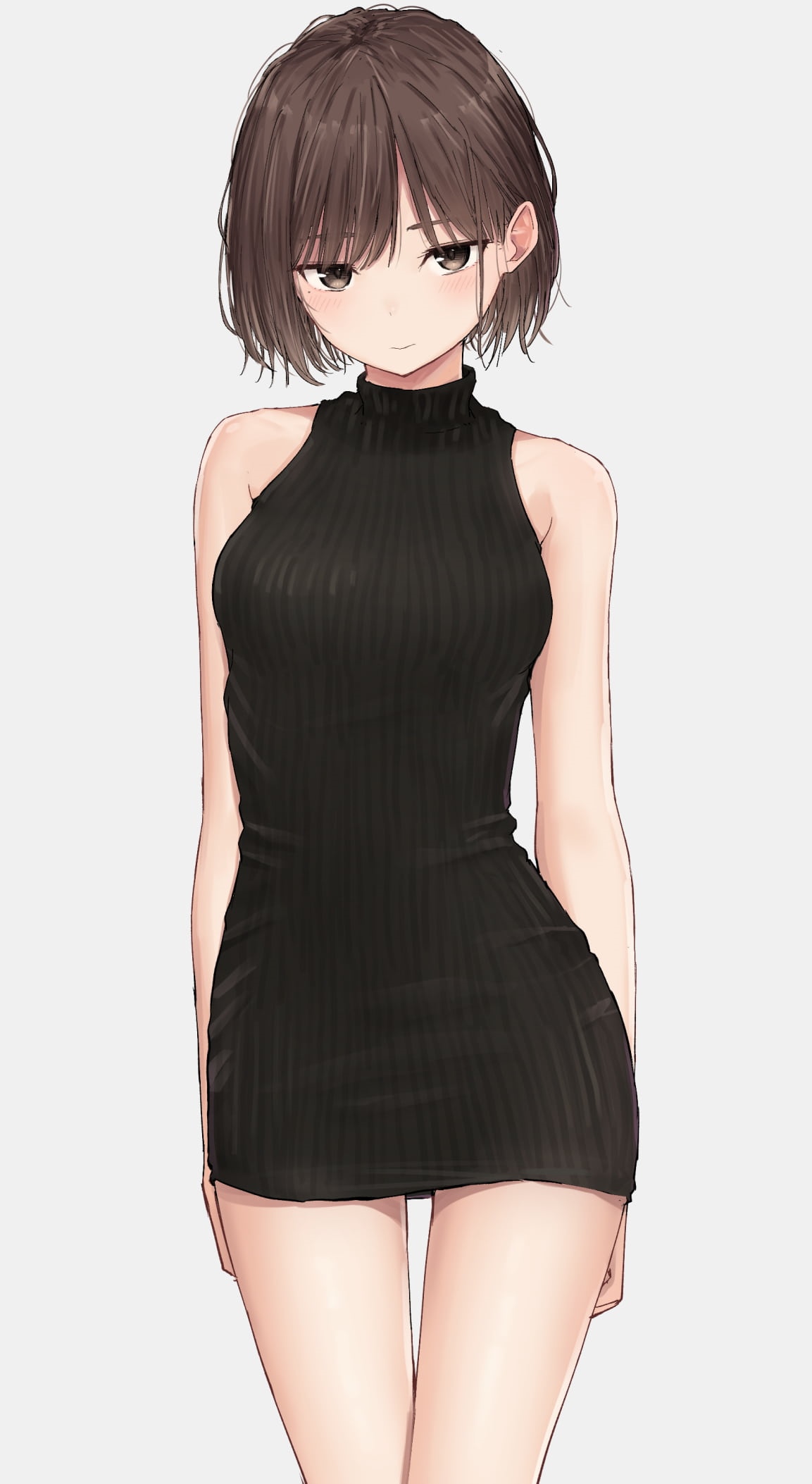Anime girl in a black dress HD Phone Wallpaper