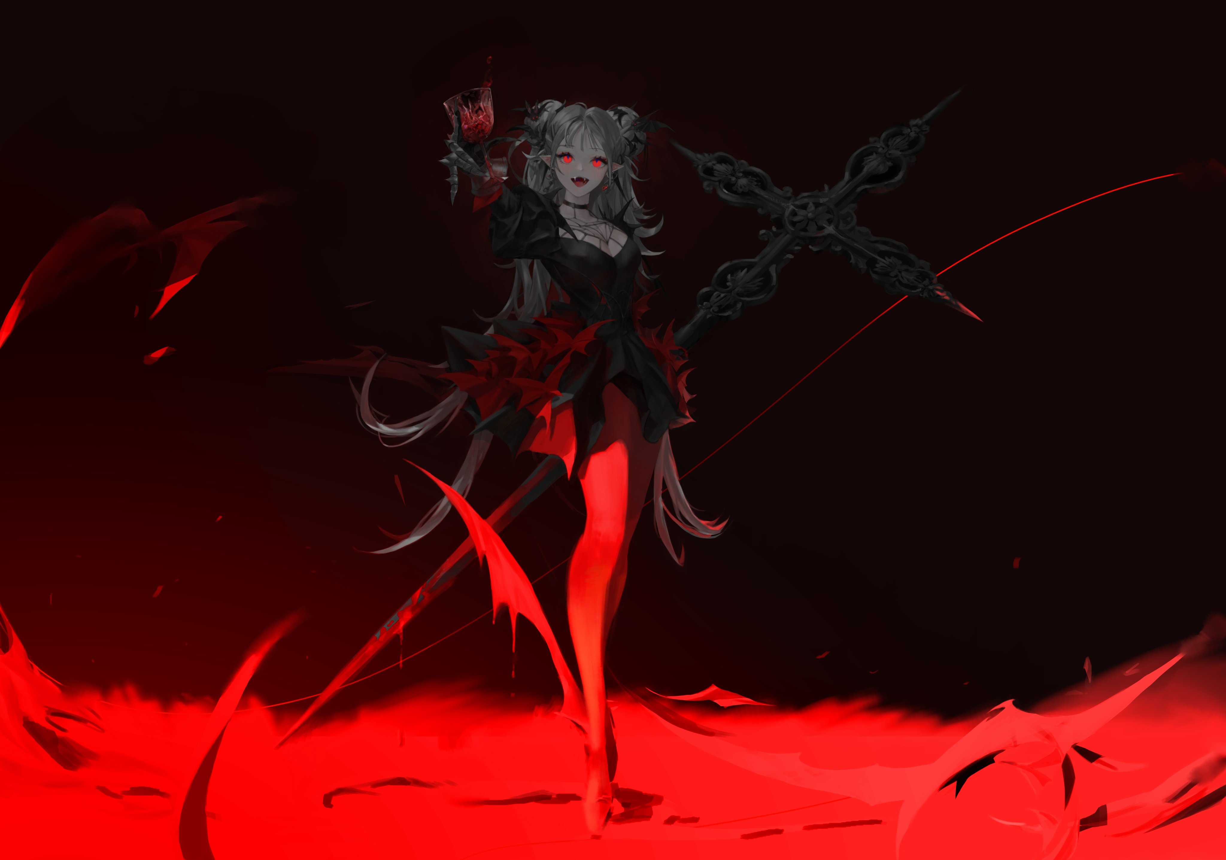 Vampire girl with blood and cross HD Wallpaper