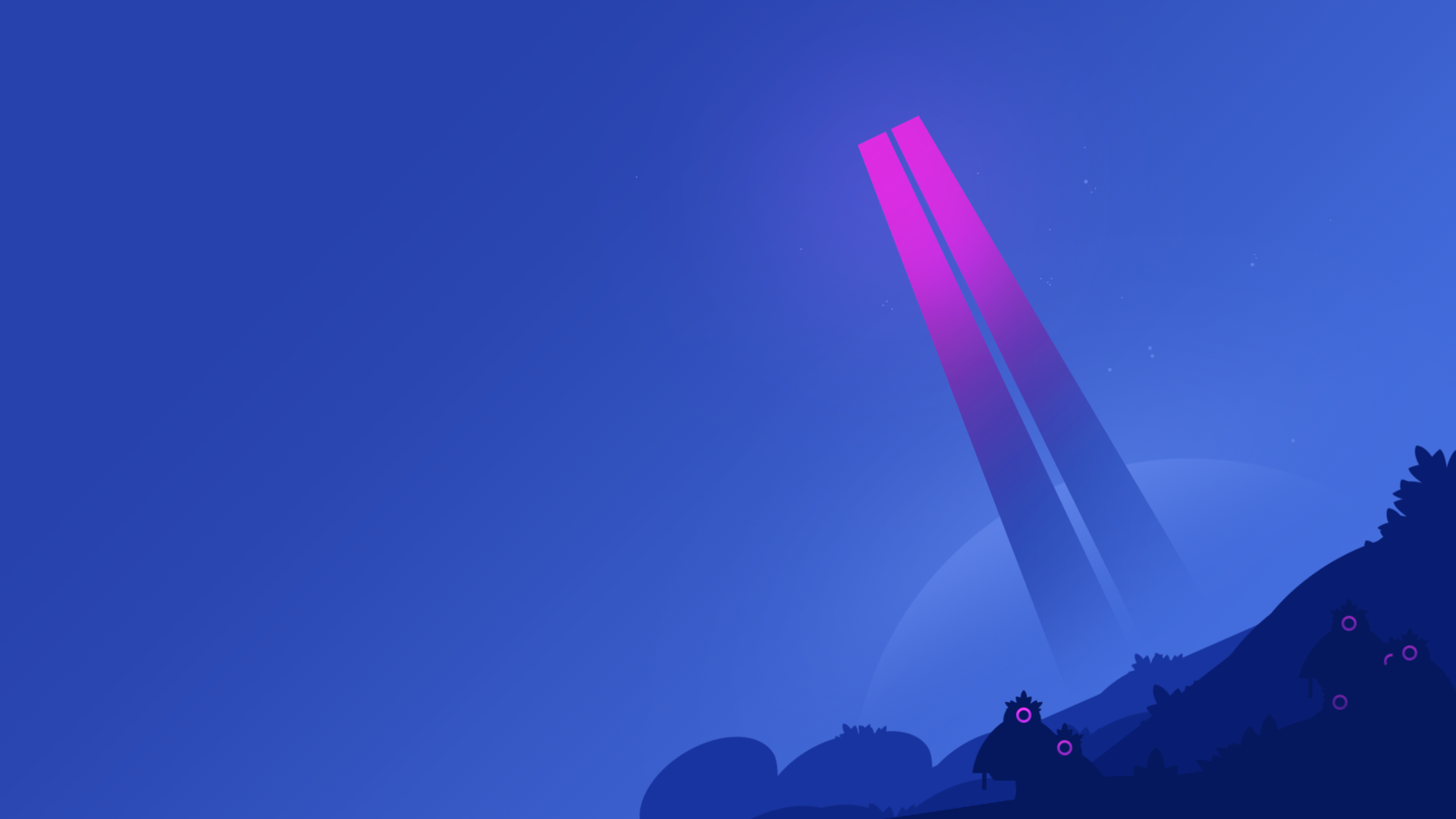 Minimalist sci-fi landscape with glowing beams HD Wallpaper