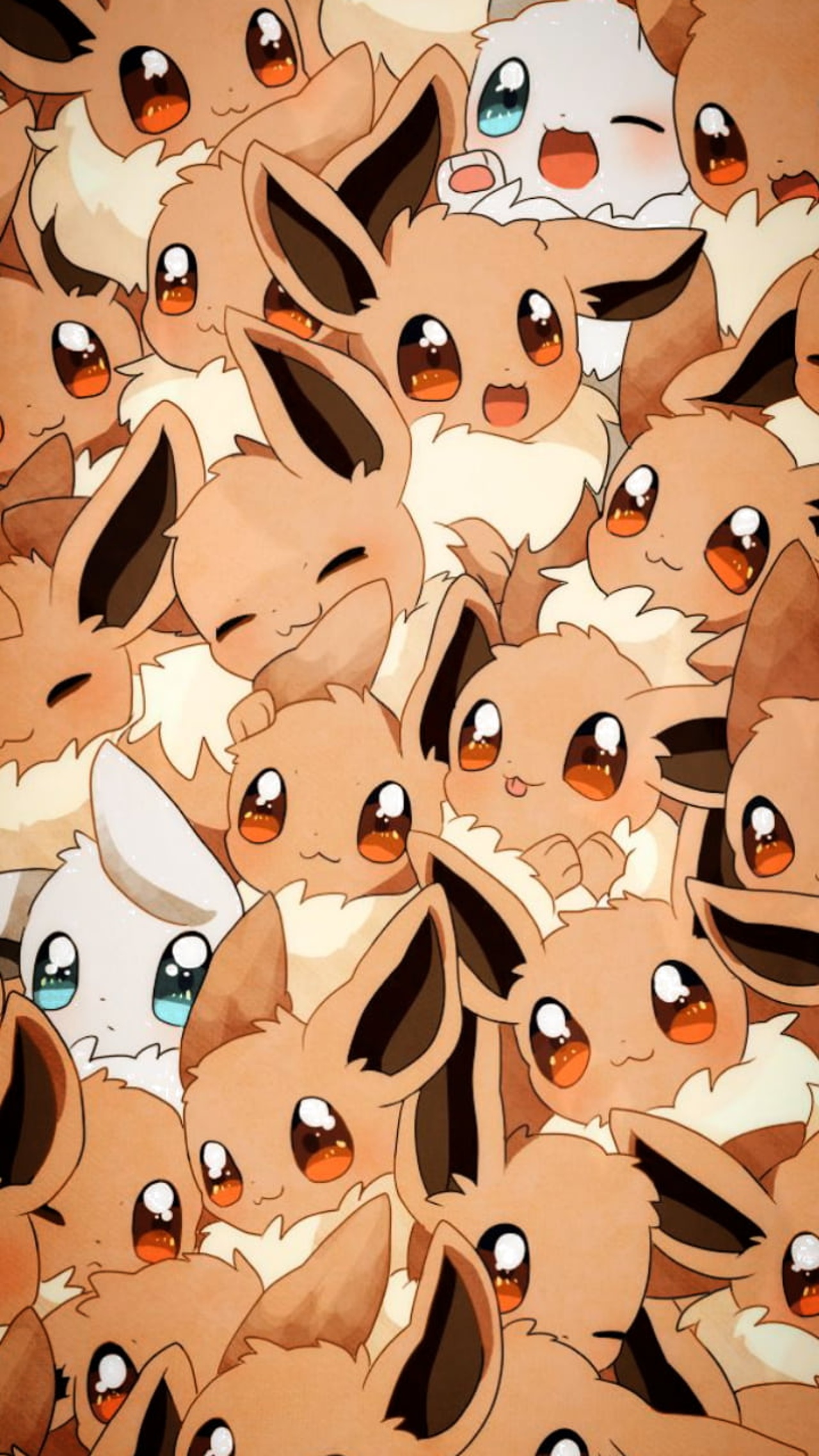 A Pile of Adorable Eevee Pokémon HD Phone Wallpaper