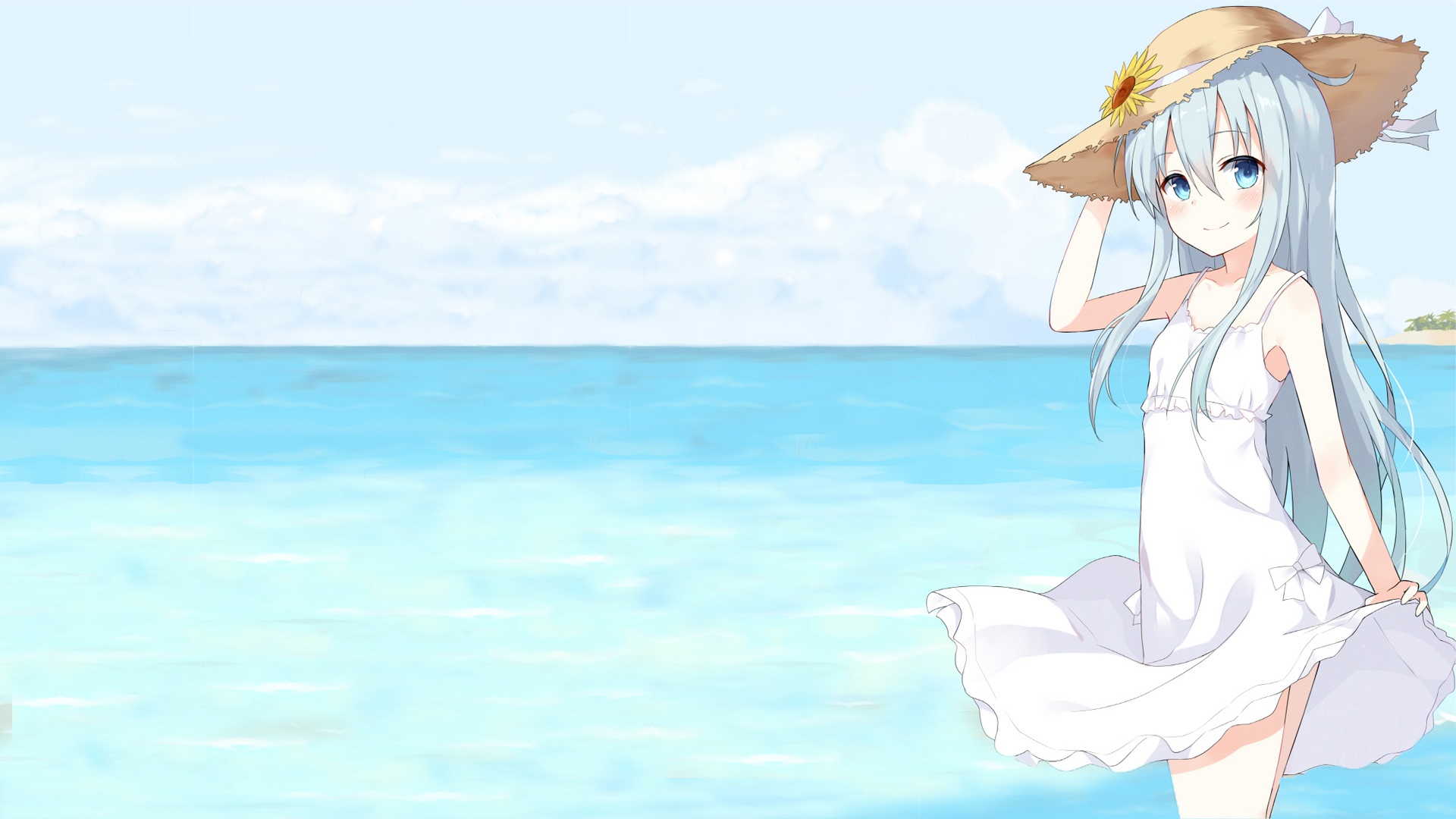 Kantai Collection Hibiki on a Beach HD Wallpaper