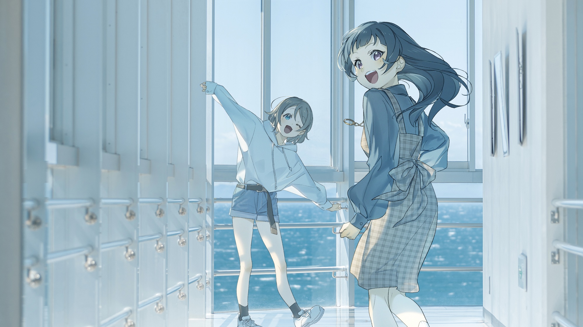 Watanabe You and Tsushima Yoshiko from Love Live! Sunshine HD Wallpaper