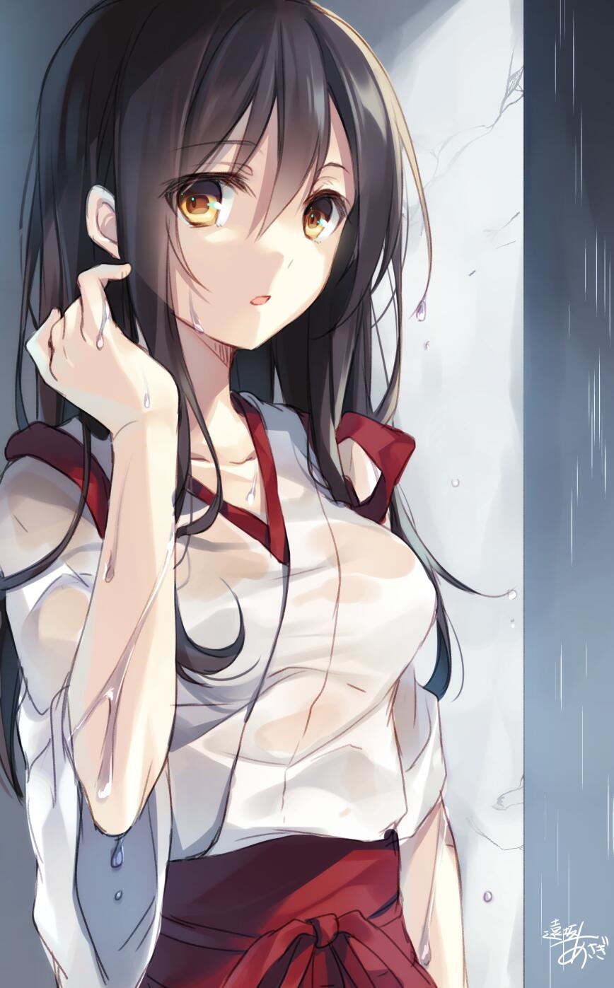 Akagi from Kantai Collection in the rain HD Phone Wallpaper