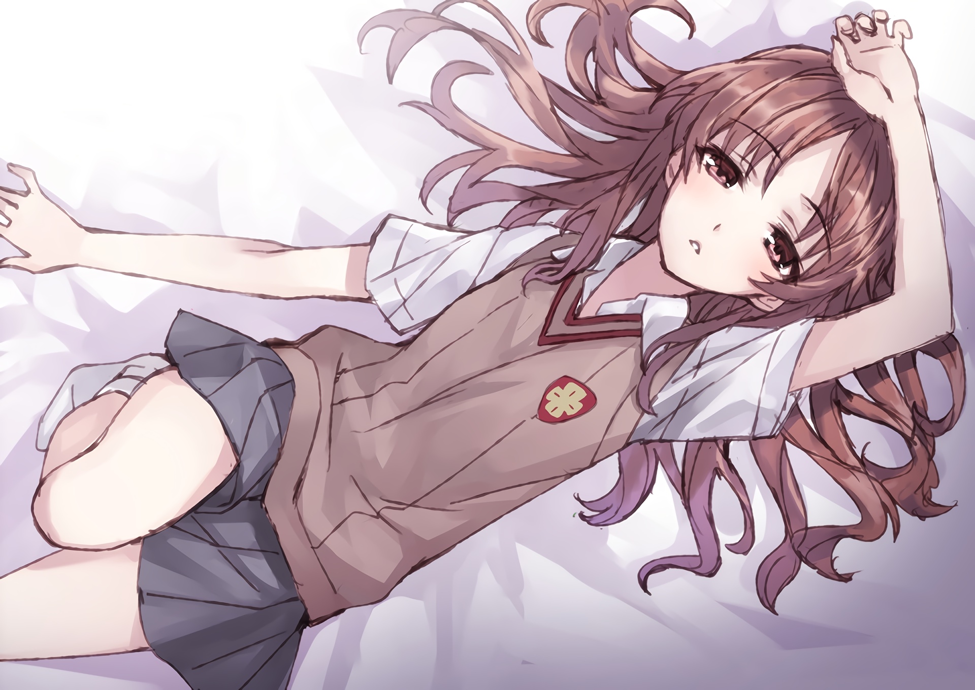 Shirai Kuroko from To Aru Kagaku no Railgun lying down HD Wallpaper