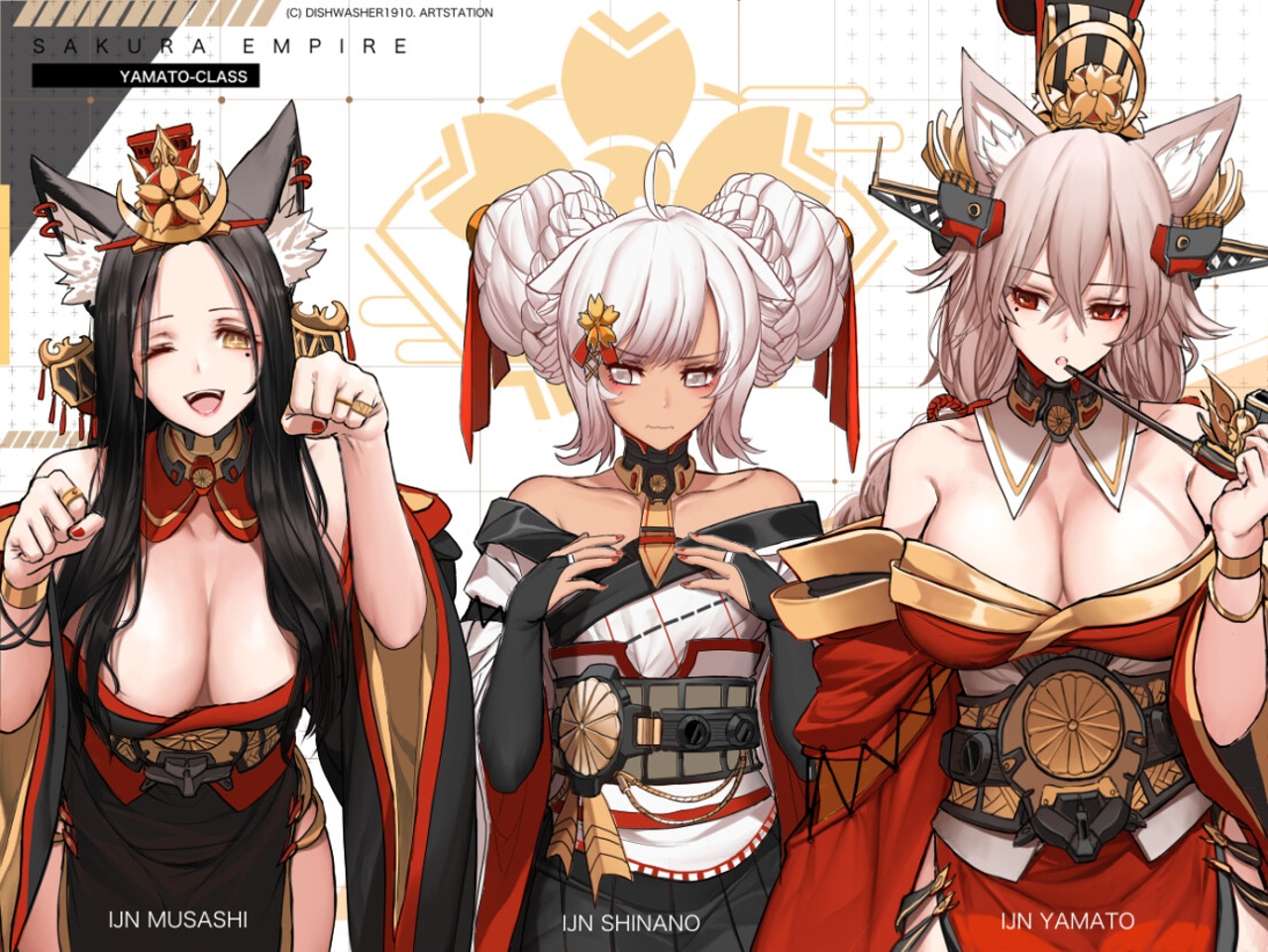 Sakura Empire Yamato-Class: IJN Musashi, IJN Shinano, IJN Yamato HD Wallpaper