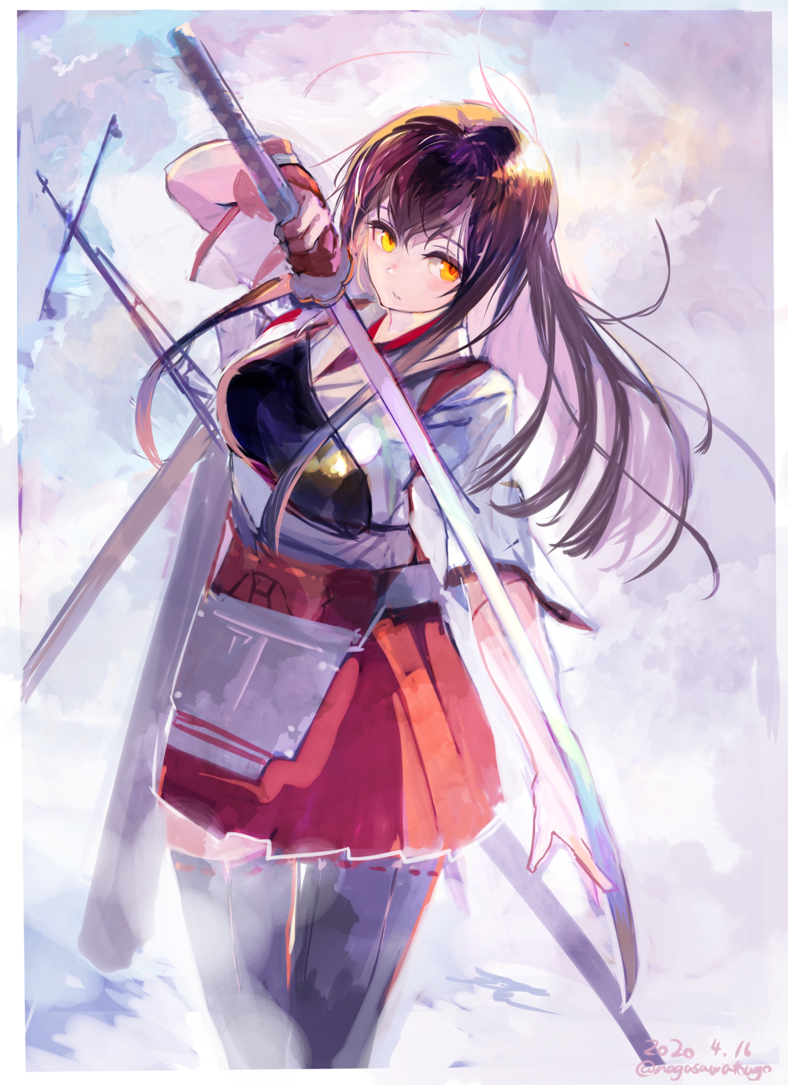 Kantai Collection fan art of Akagi with swords HD Phone Wallpaper
