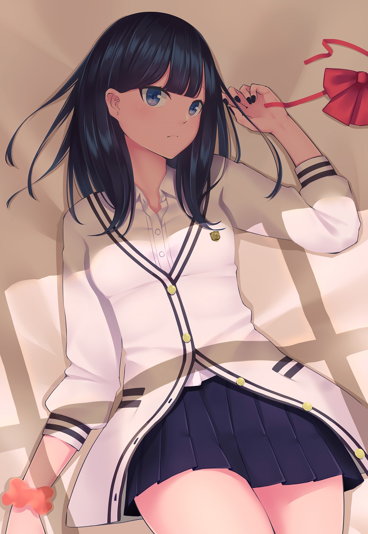 Rikka Takarada in a school uniform with a red bow HD Phone Wallpaper