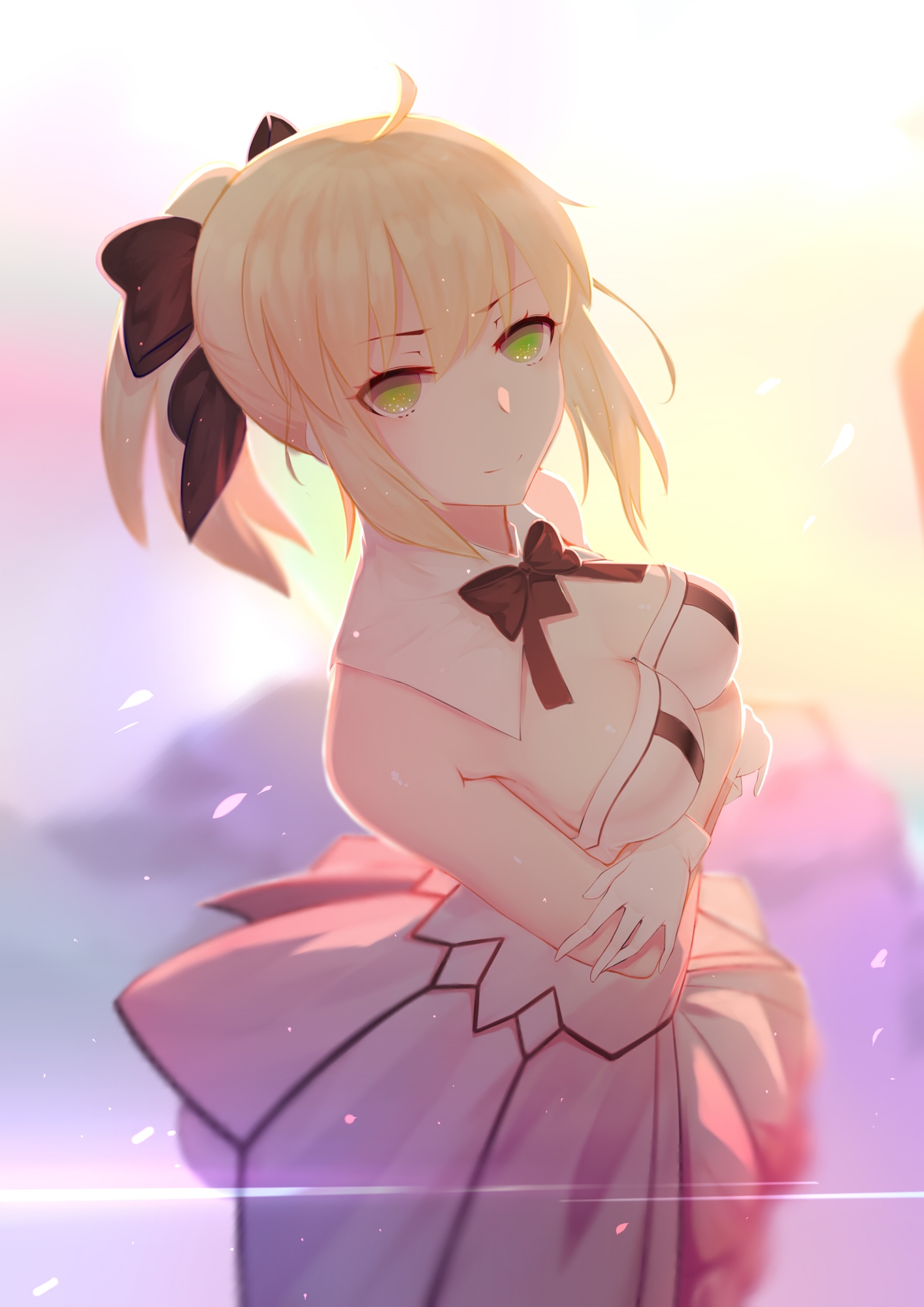 Saber Lily with arms crossed in sunlight HD Phone Wallpaper