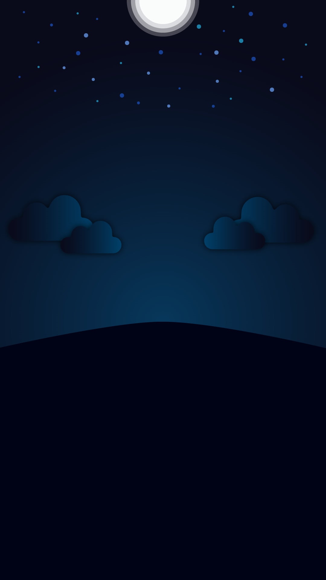 Night sky with moon, stars, and clouds over a dark landscape HD Phone Wallpaper