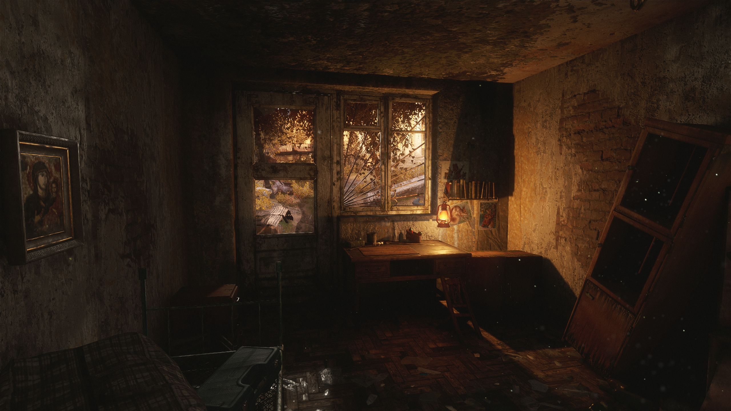 Metro Exodus post-apocalyptic room with a desk and window HD Wallpaper