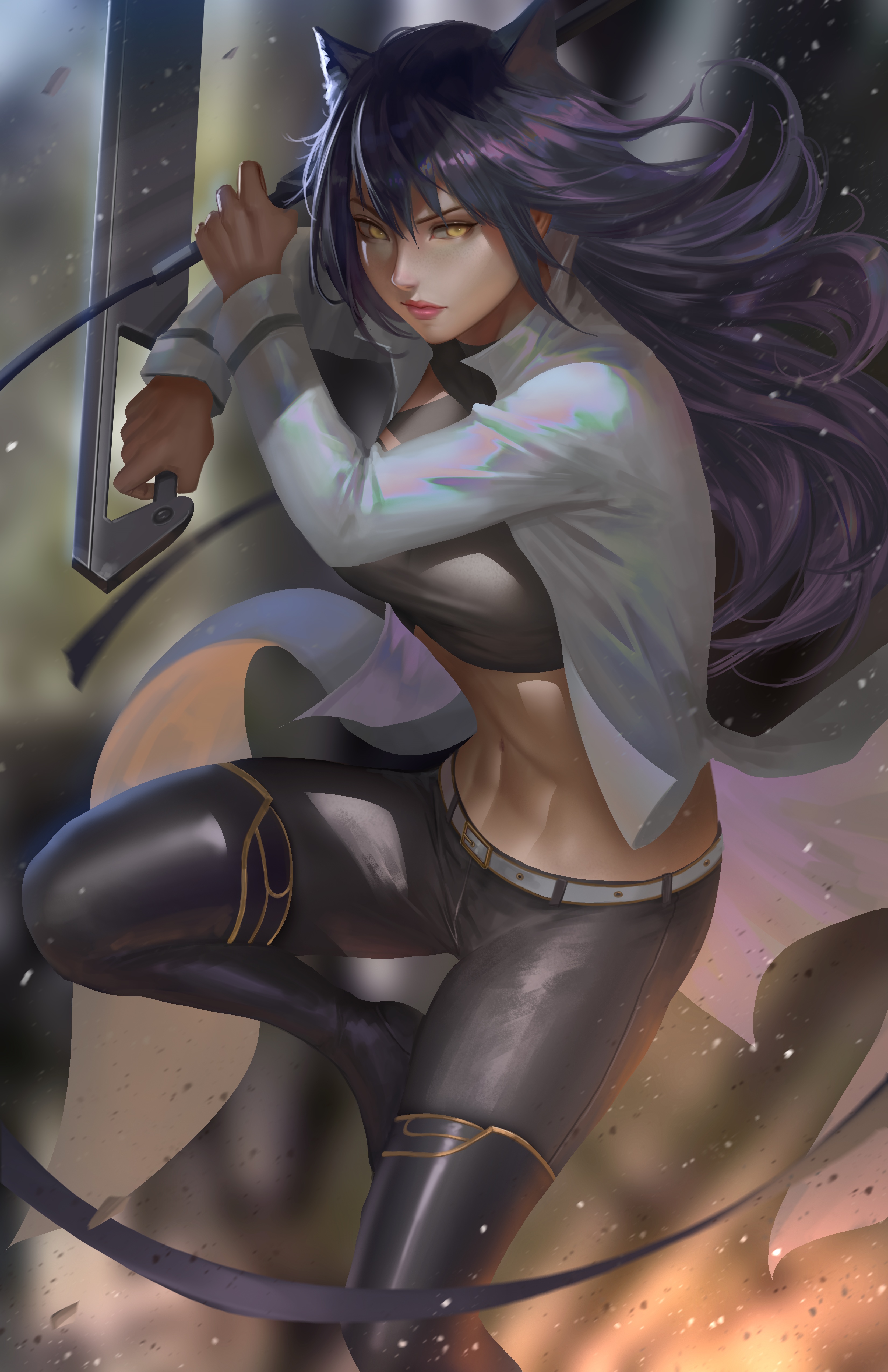 Blake Belladonna from RWBY holding a sword HD Phone Wallpaper