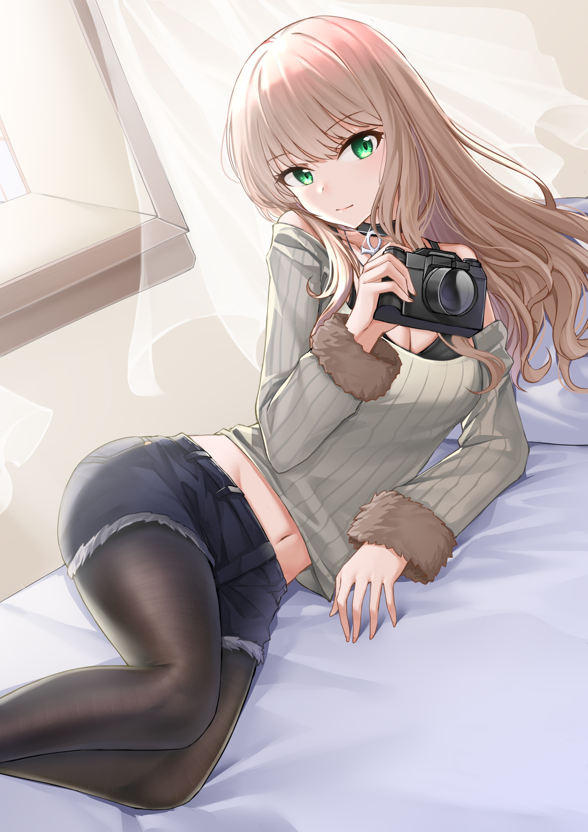 Minami Yume with a camera in an alternate costume HD Phone Wallpaper