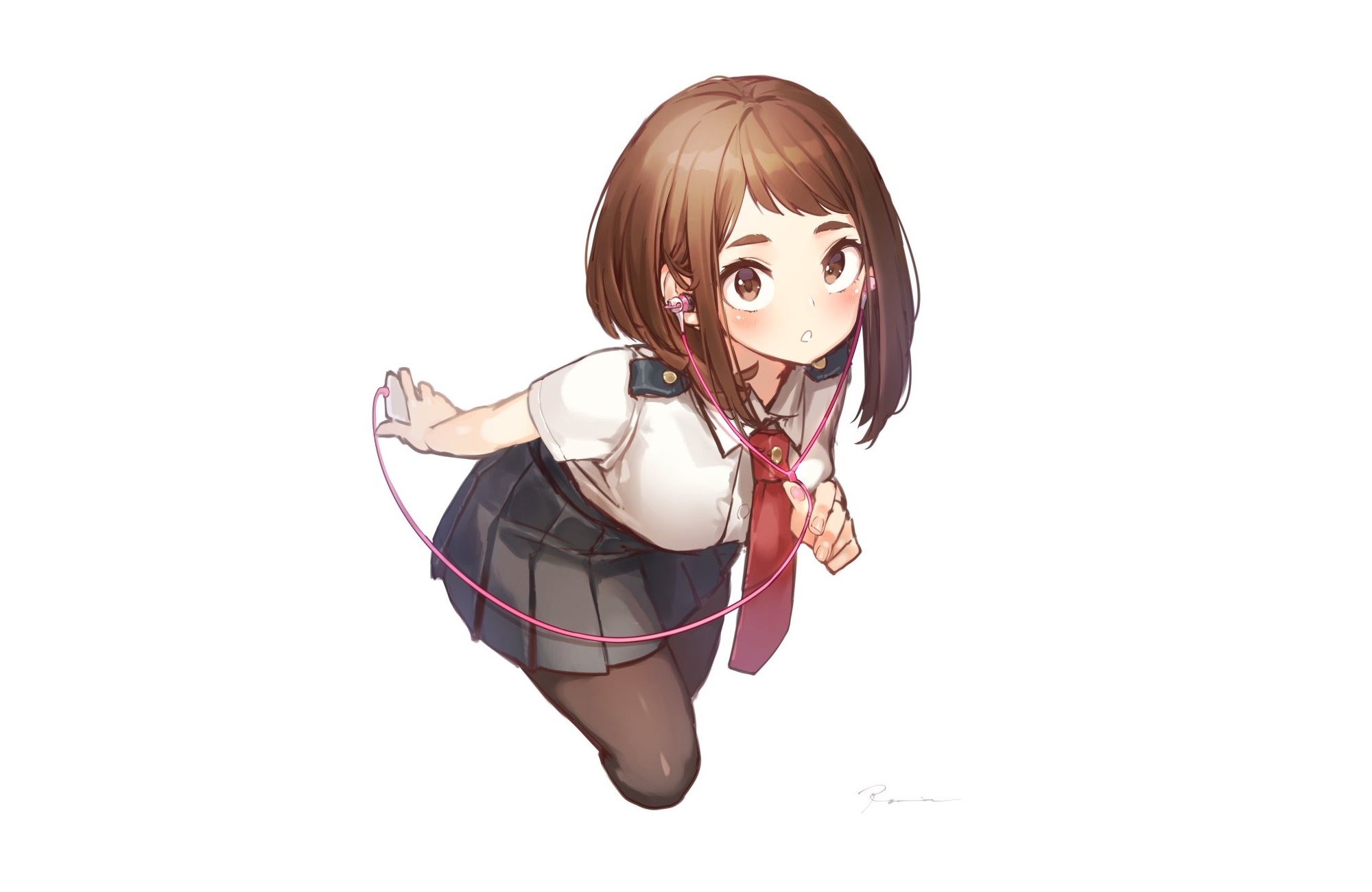 Ochako Uraraka from Boku no Hero Academia with headphones HD Wallpaper