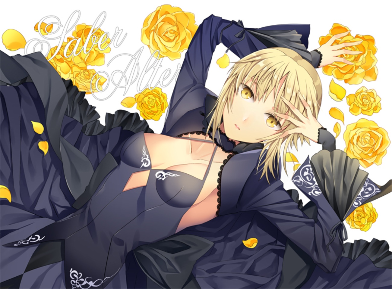 Saber Alter with Yellow Roses HD Wallpaper