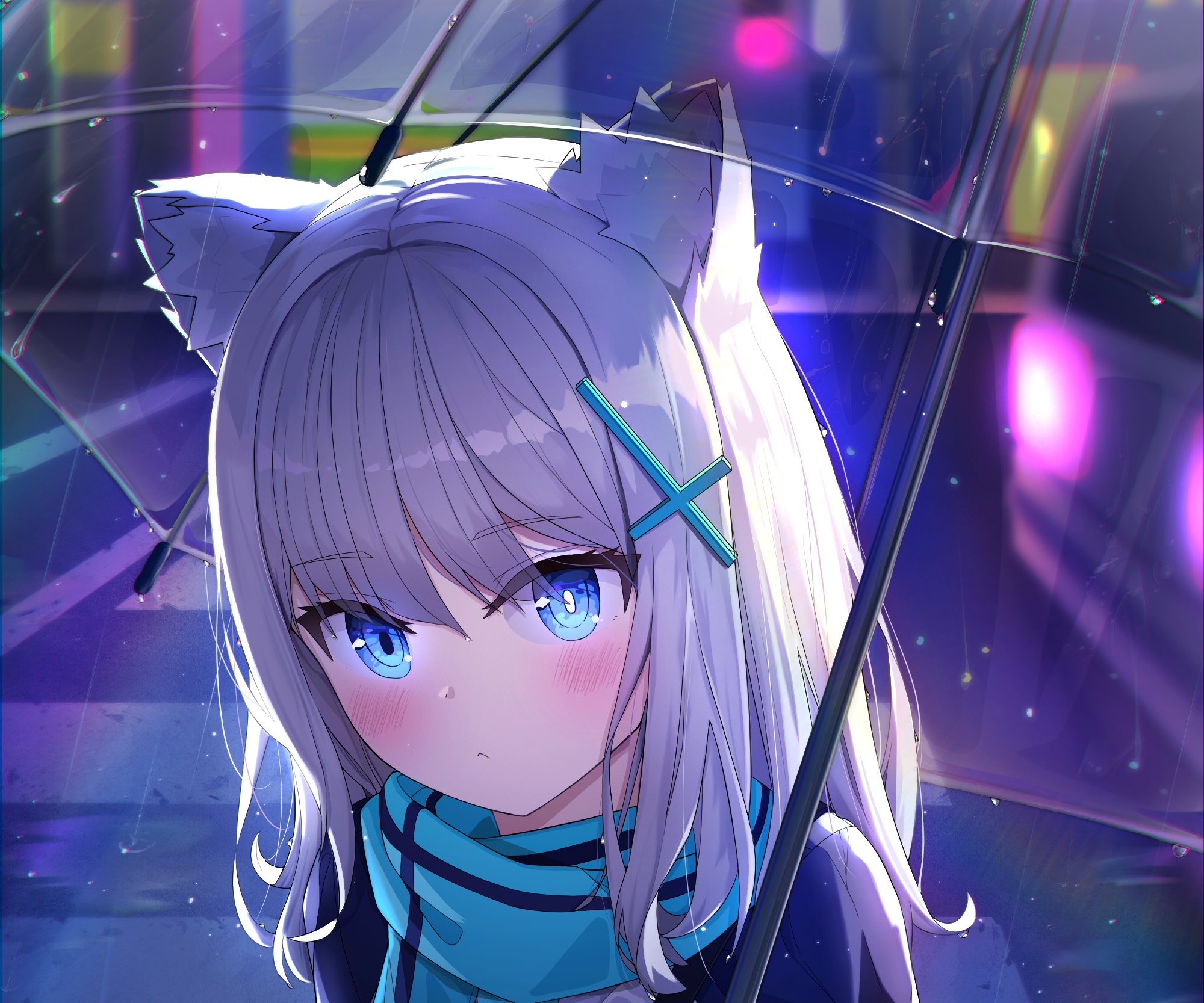 Shiroko from Blue Archive under an umbrella HD Wallpaper