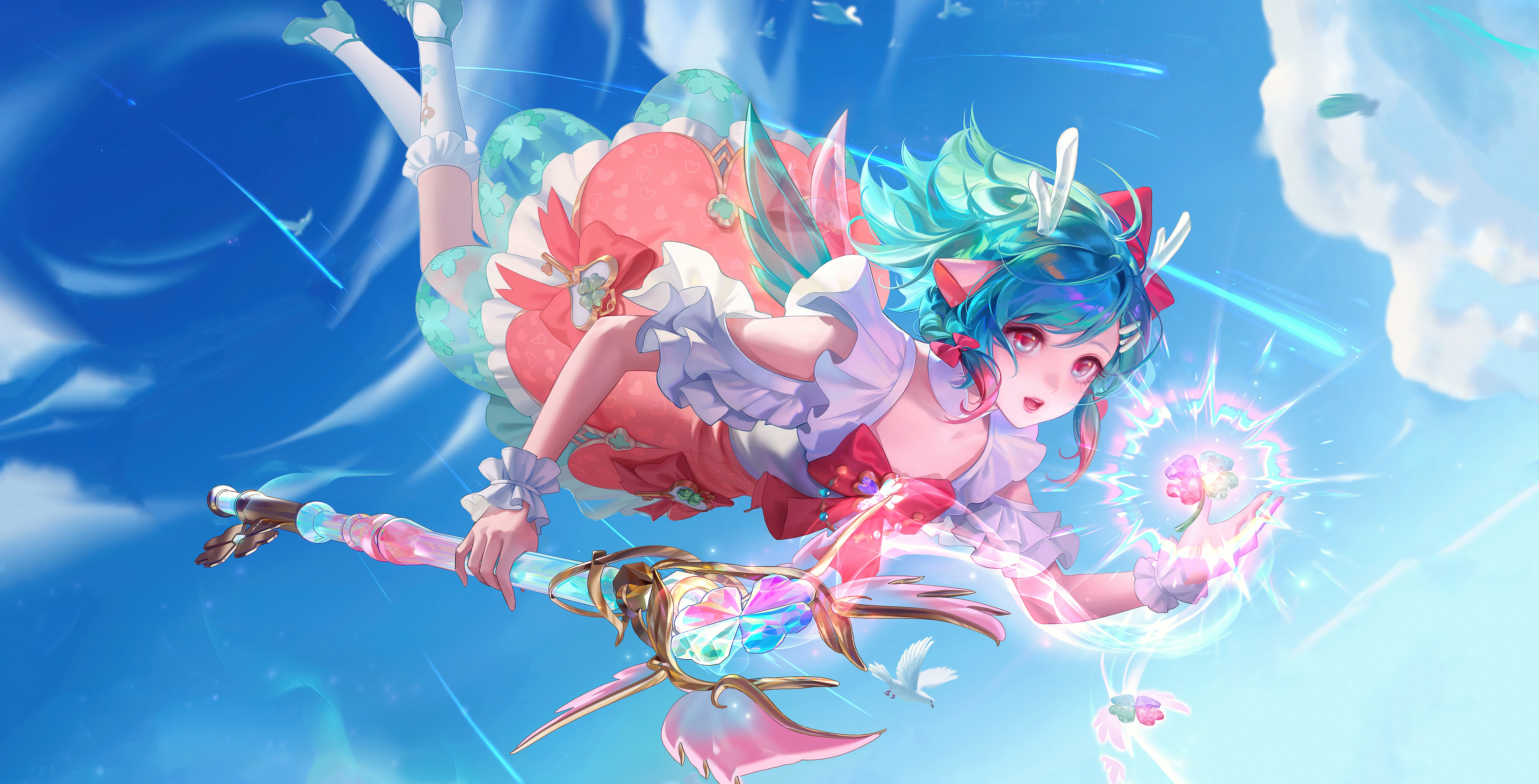 4K Honor of Kings: Fairy Girl with Staff in Sky HD Wallpaper