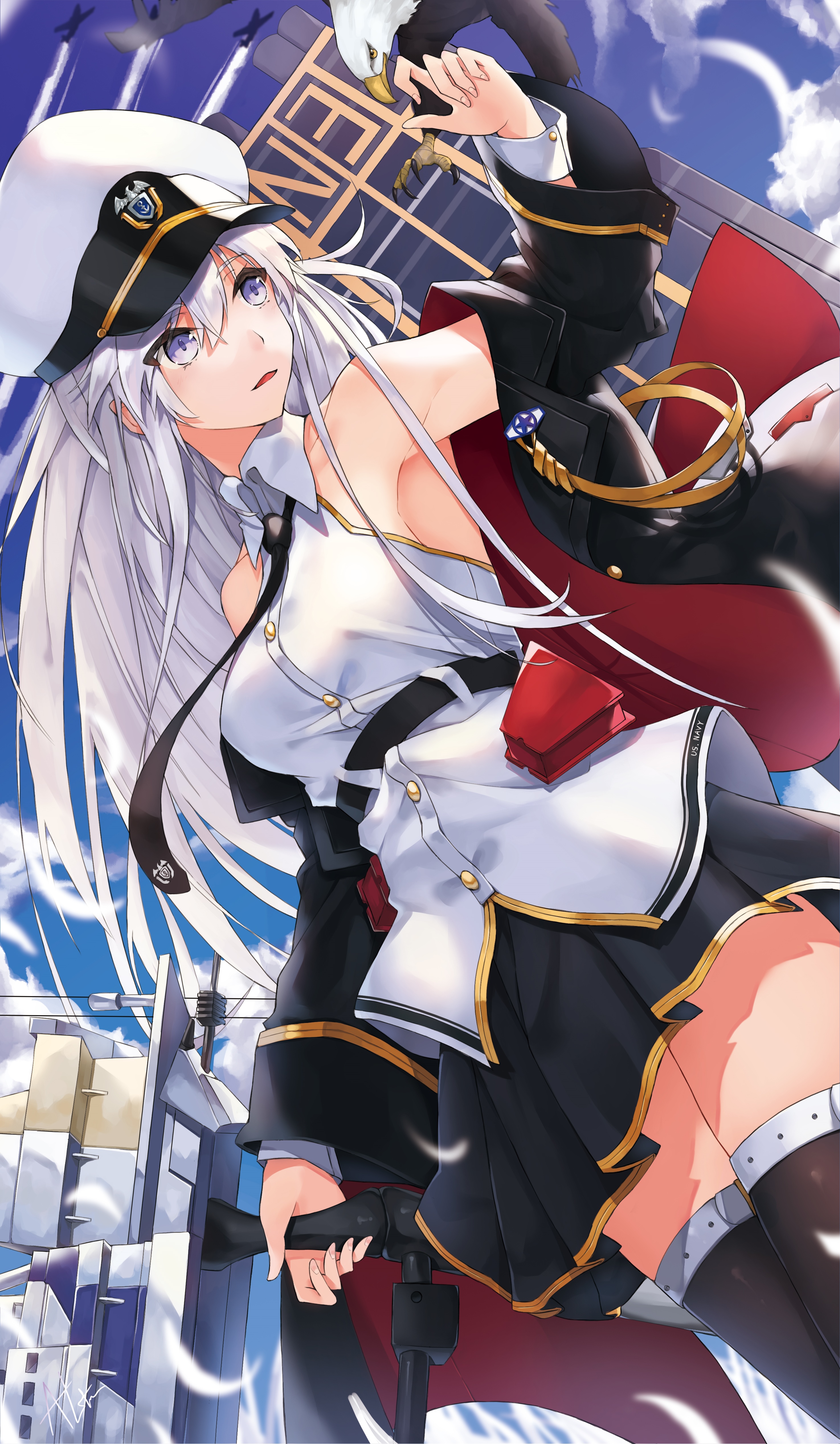 Azur Lane Enterprise with an Eagle HD Phone Wallpaper