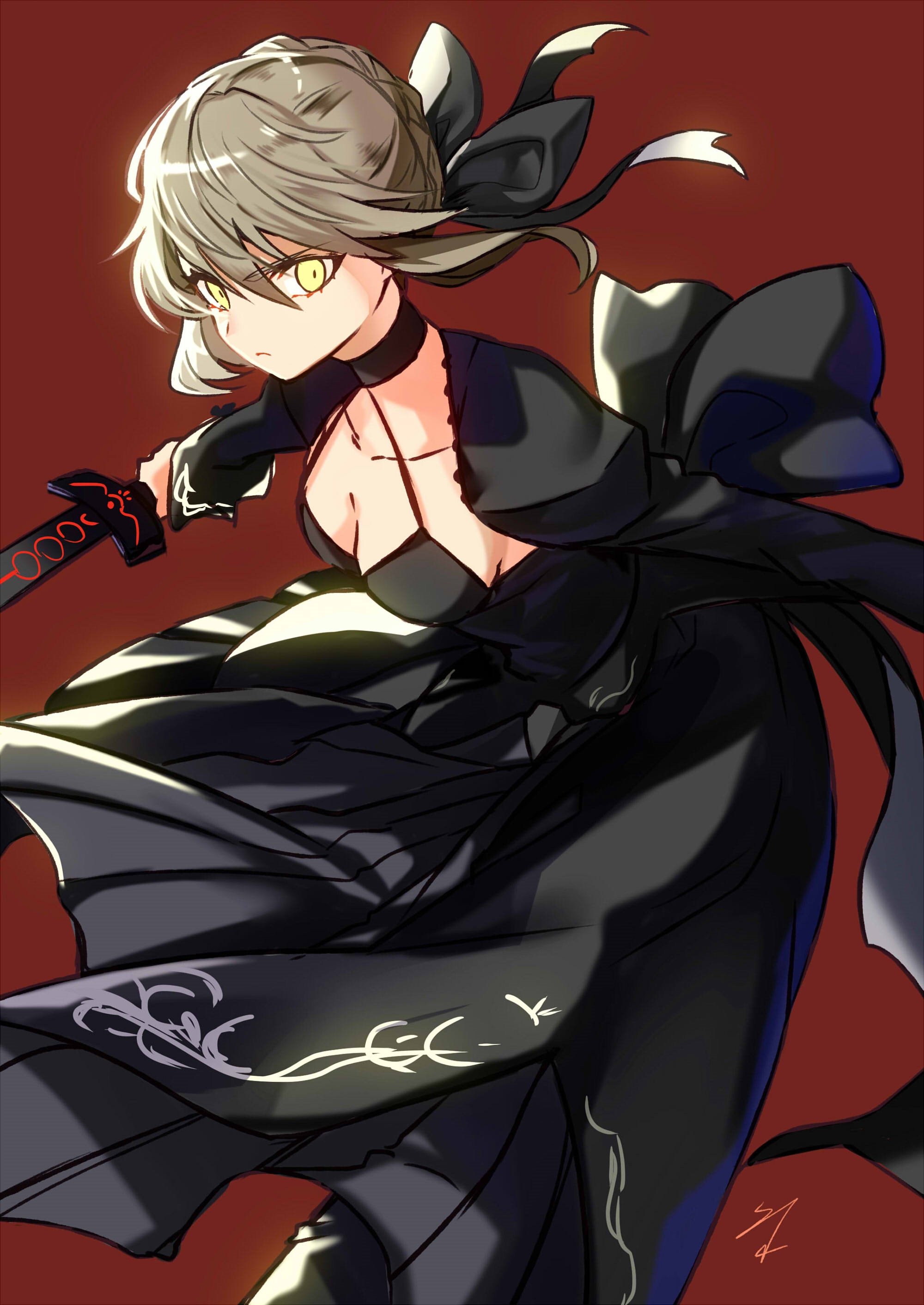 Saber Alter from Fate/Stay Night with a sword HD Phone Wallpaper