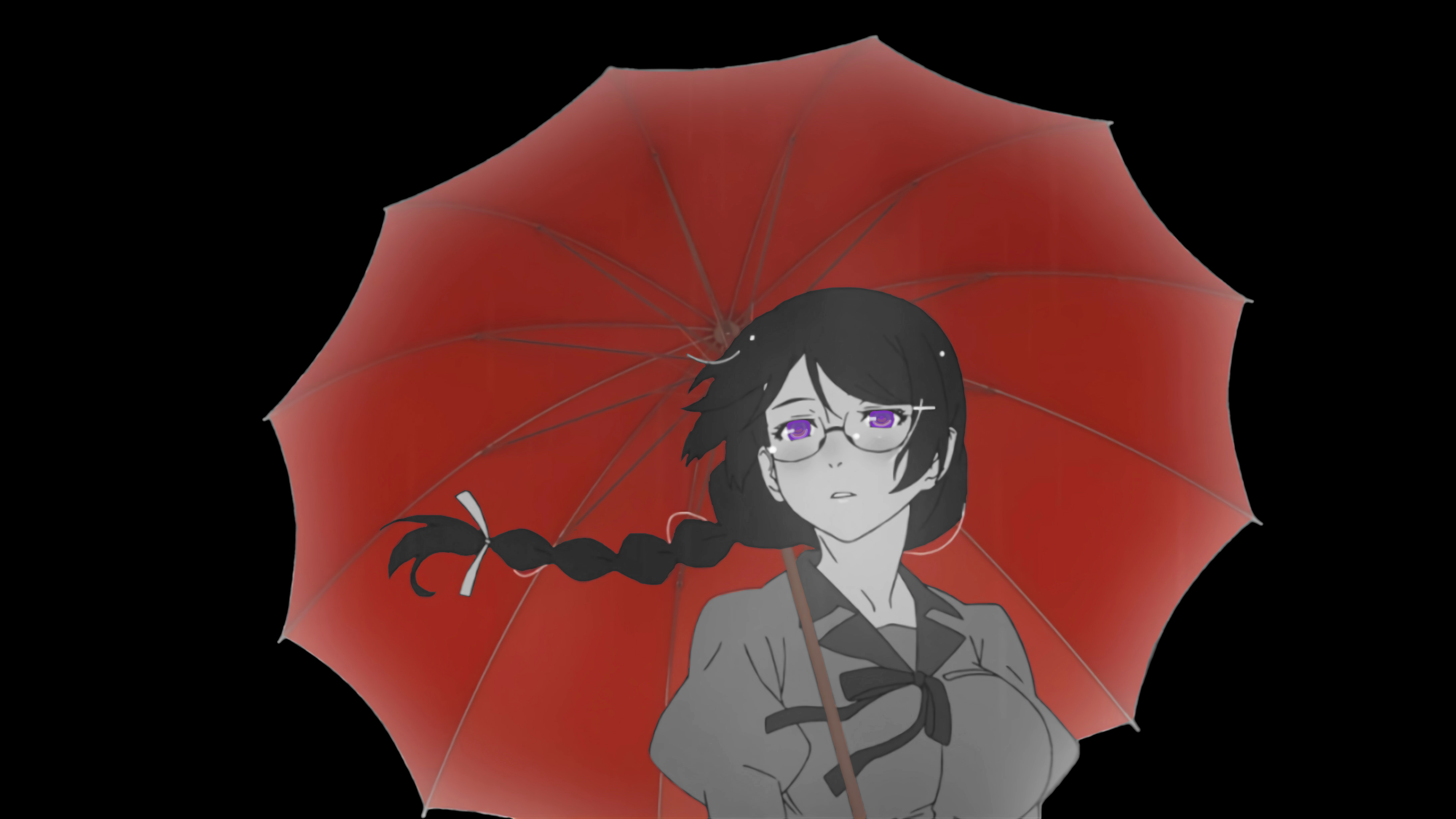 Hanekawa Tsubasa with umbrella HD Wallpaper