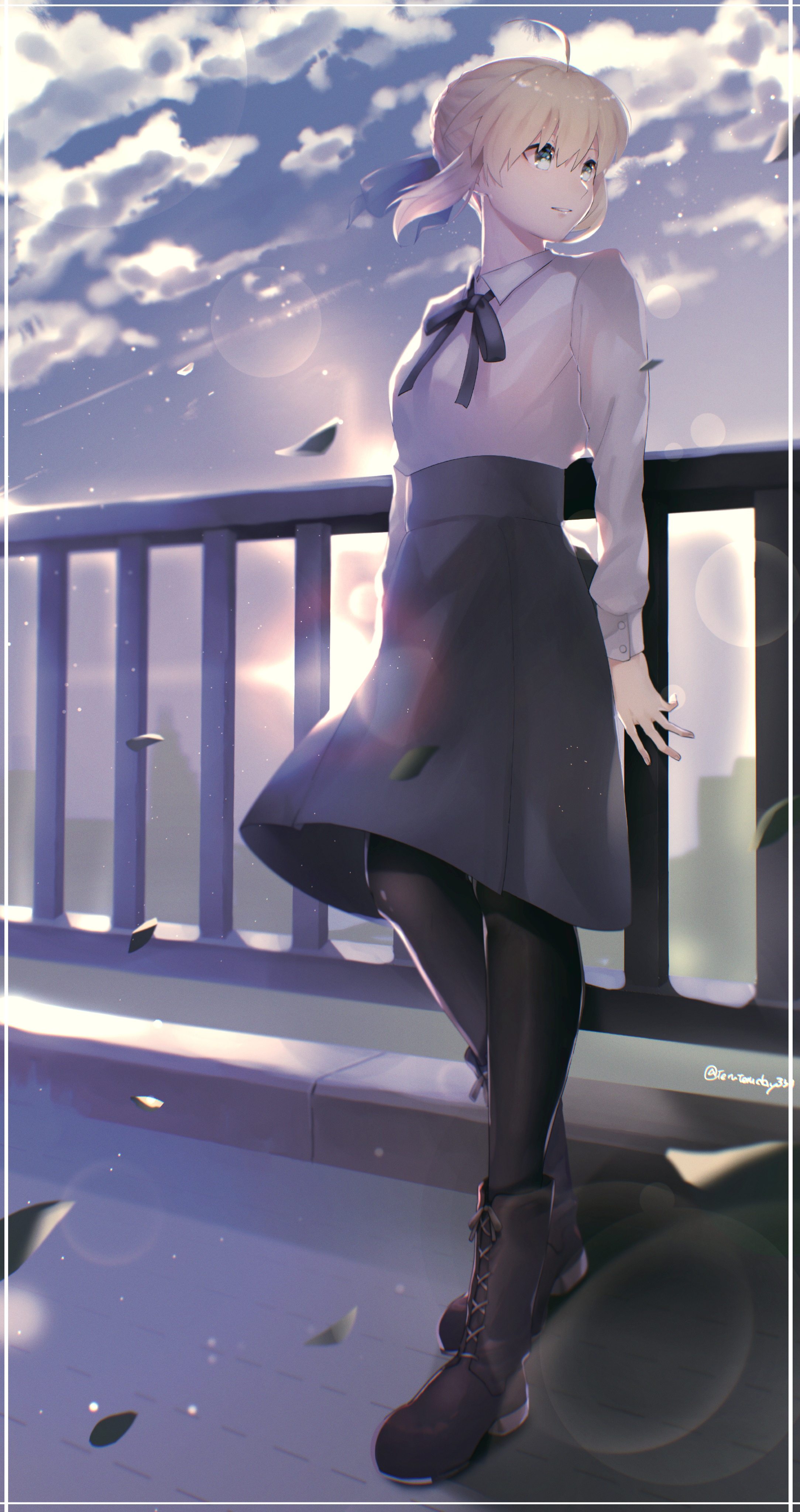 Artoria Pendragon from Fate/Grand Order on a balcony HD Phone Wallpaper