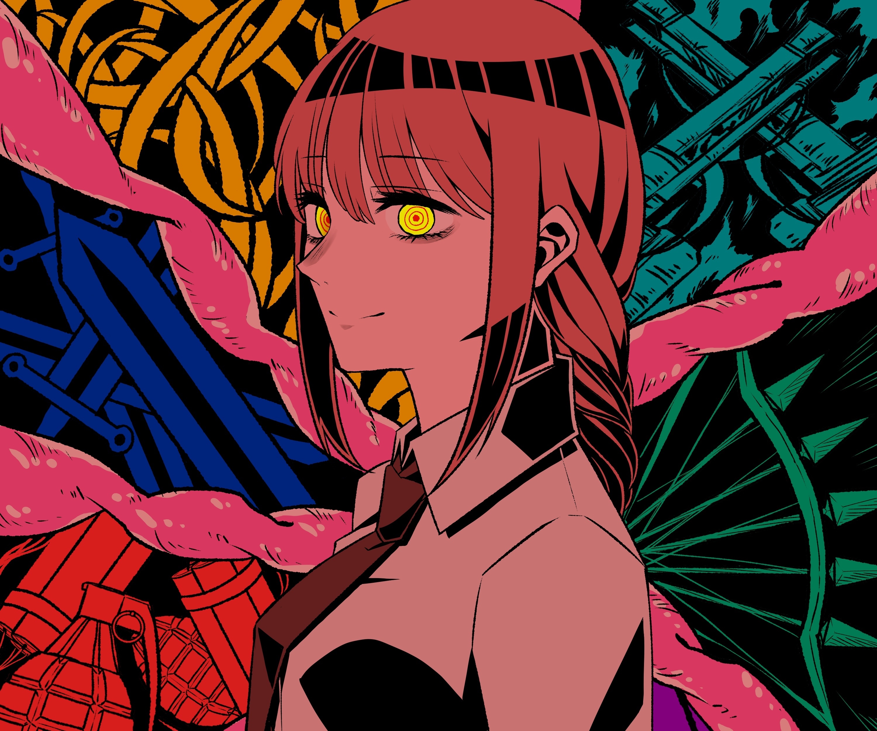 Makima from Chainsaw Man with yellow eyes HD Wallpaper