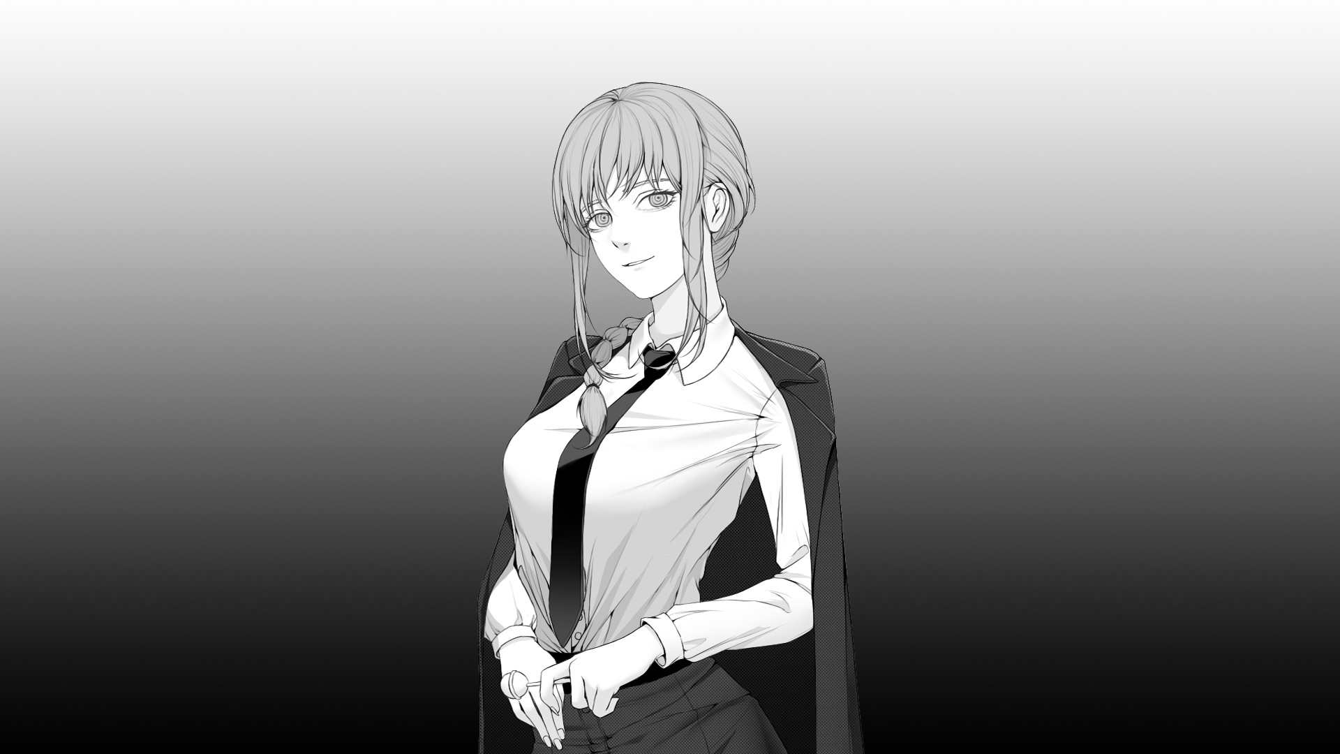 Makima from Chainsaw Man in monochrome HD Wallpaper