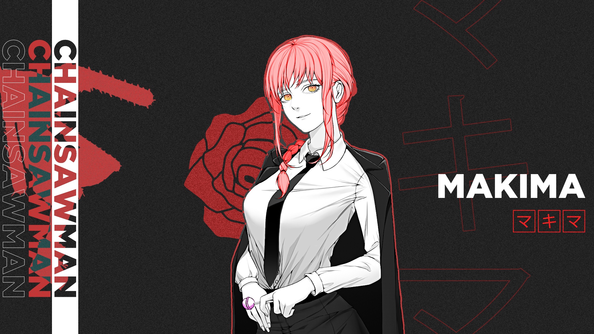 Makima from Chainsaw Man holding a lollipop HD Wallpaper