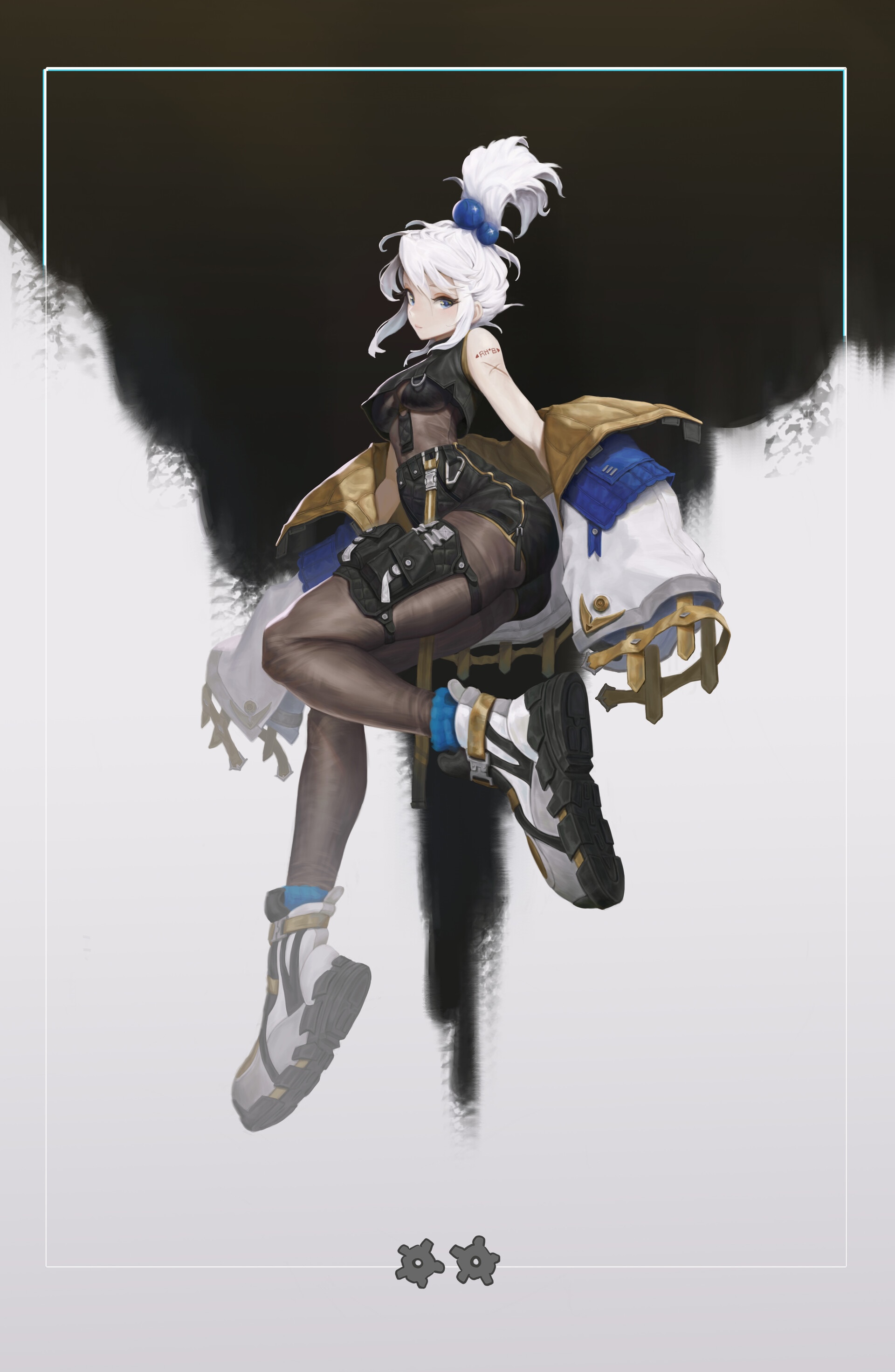 Anime girl with white hair and futuristic outfit HD Phone Wallpaper