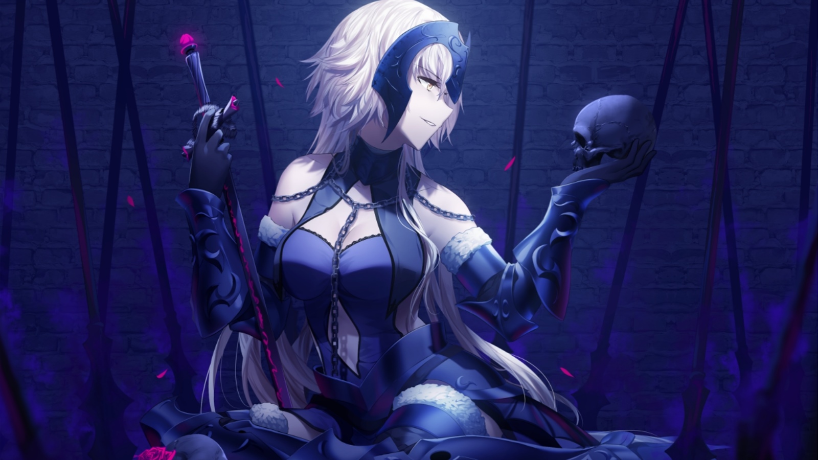 Jeanne d'Arc Alter holding a skull and sword HD Wallpaper