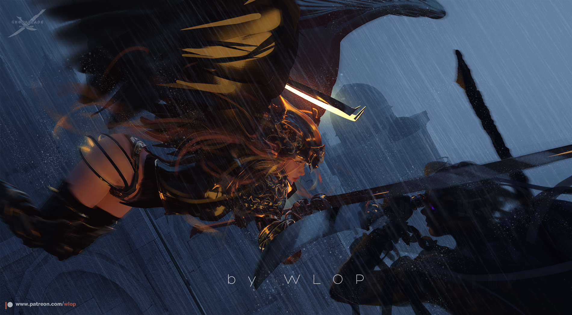 Ghostblade Fantasy Warrior in Battle HD Wallpaper
