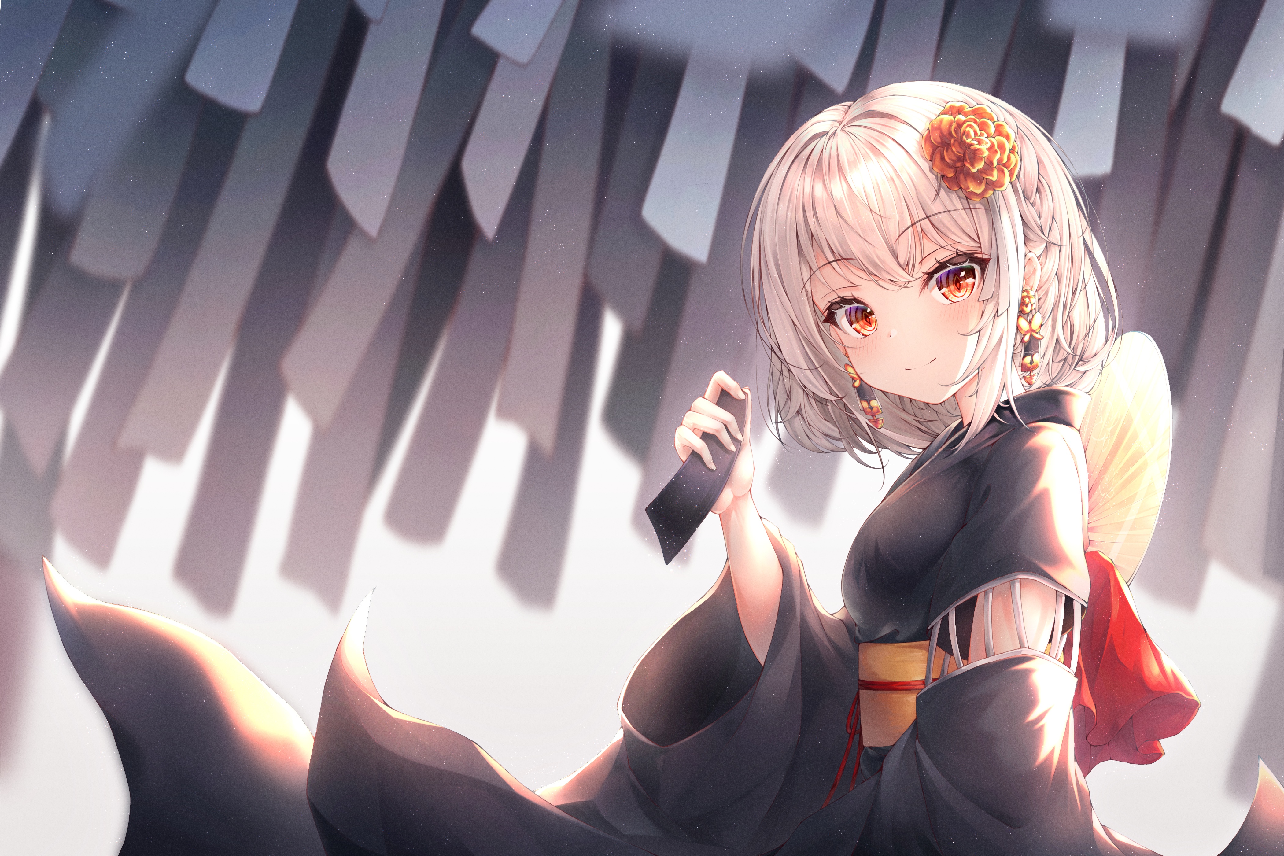 Azur Lane Sirius in a black kimono HD Wallpaper