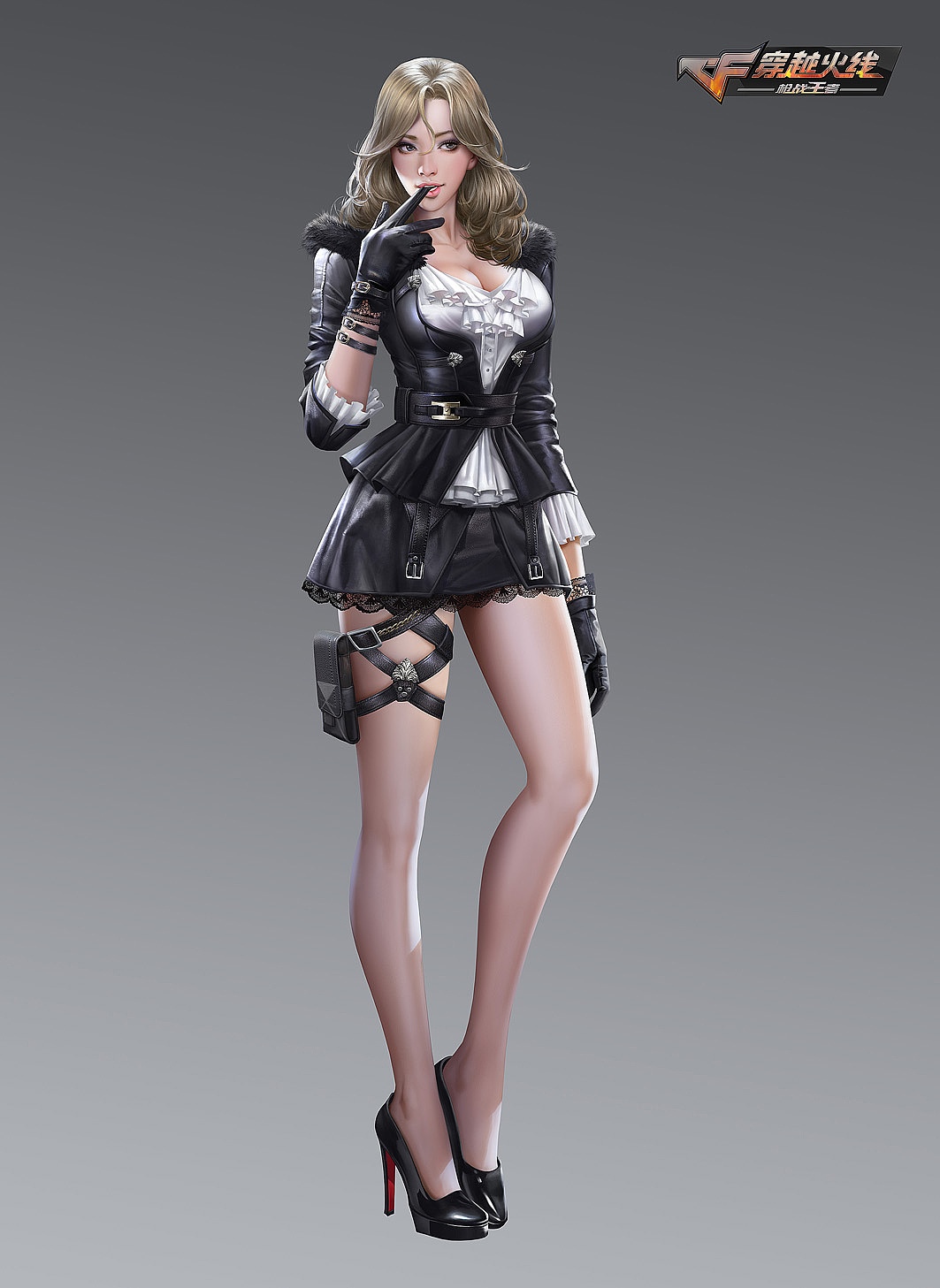 Female character in black outfit with fur collar HD Phone Wallpaper