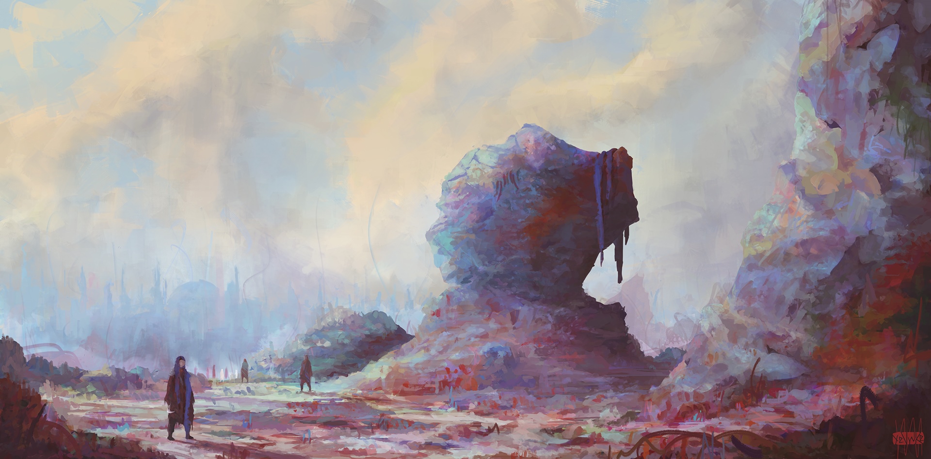 Yevwke concept art of a surreal alien landscape HD Wallpaper
