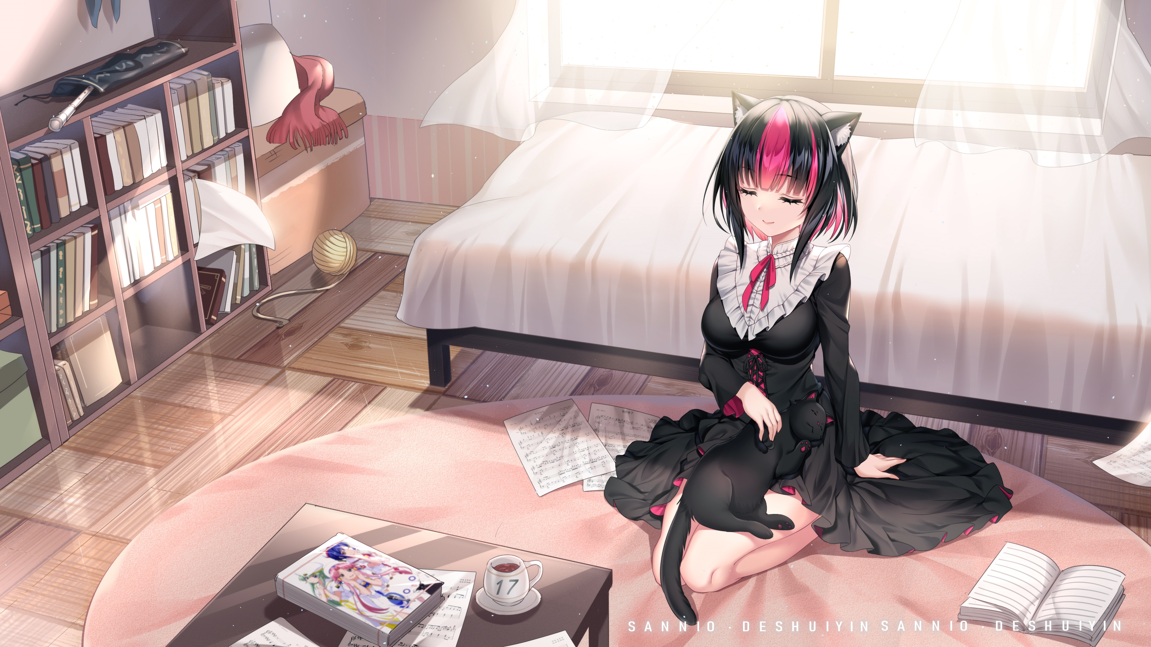 Original Characters in a Bedroom HD Wallpaper