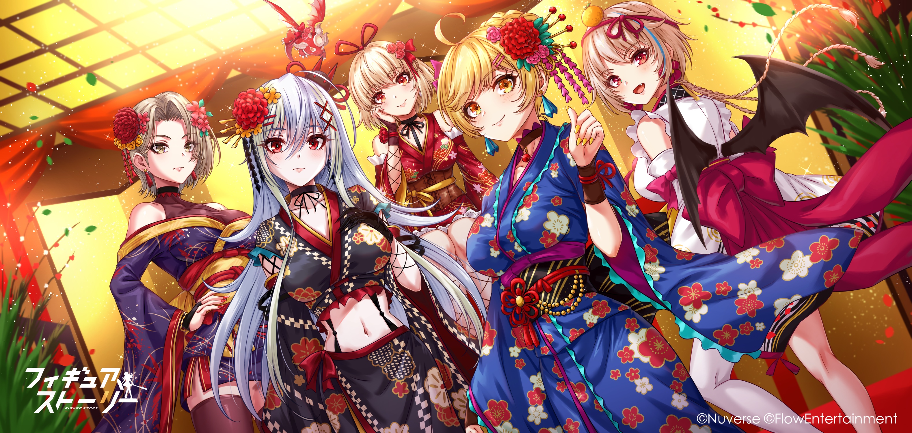 Anime characters in kimonos HD Wallpaper