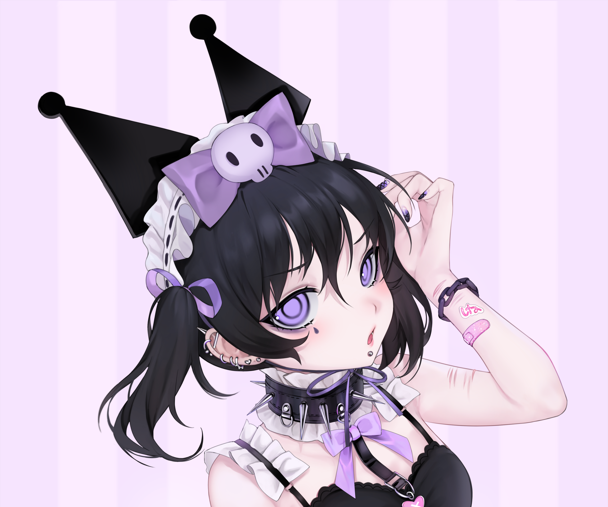 Kuromi with purple eyes and black hair HD Wallpaper