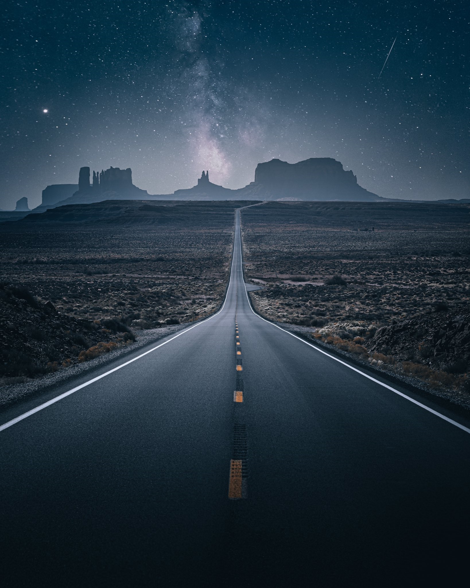 Road to Monument Valley under the Milky Way HD Phone Wallpaper
