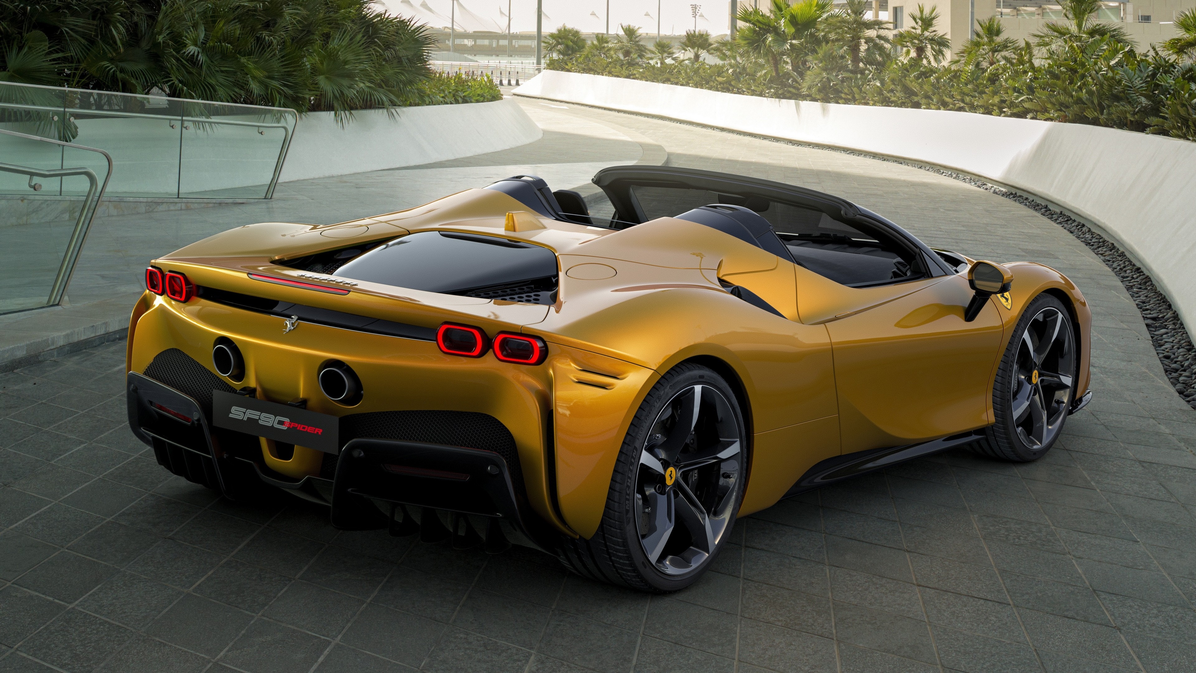 Ferrari SF90 Stradale convertible in yellow HD Wallpaper
