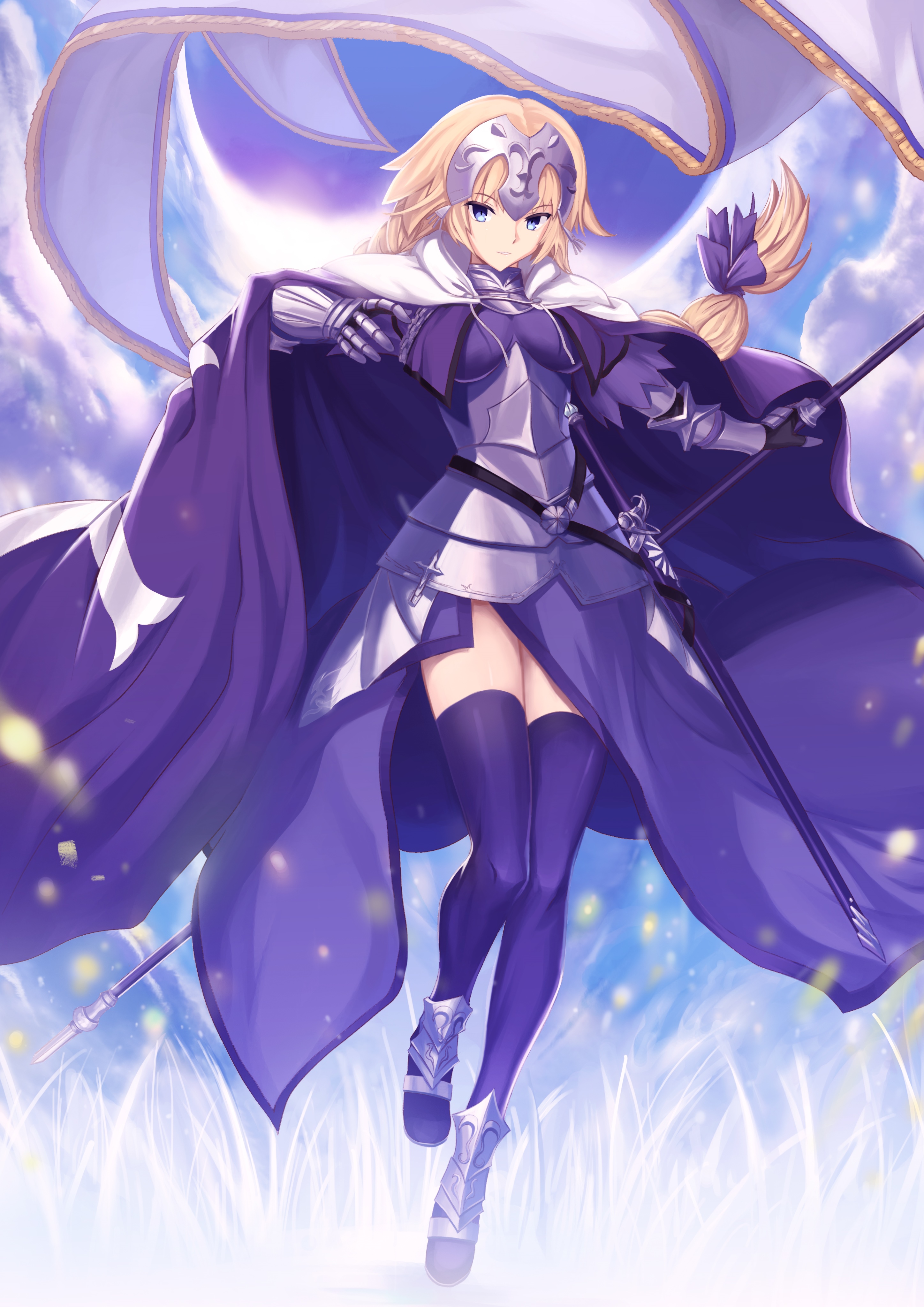 Jeanne d'Arc from Fate/Apocrypha with a Flag HD Phone Wallpaper