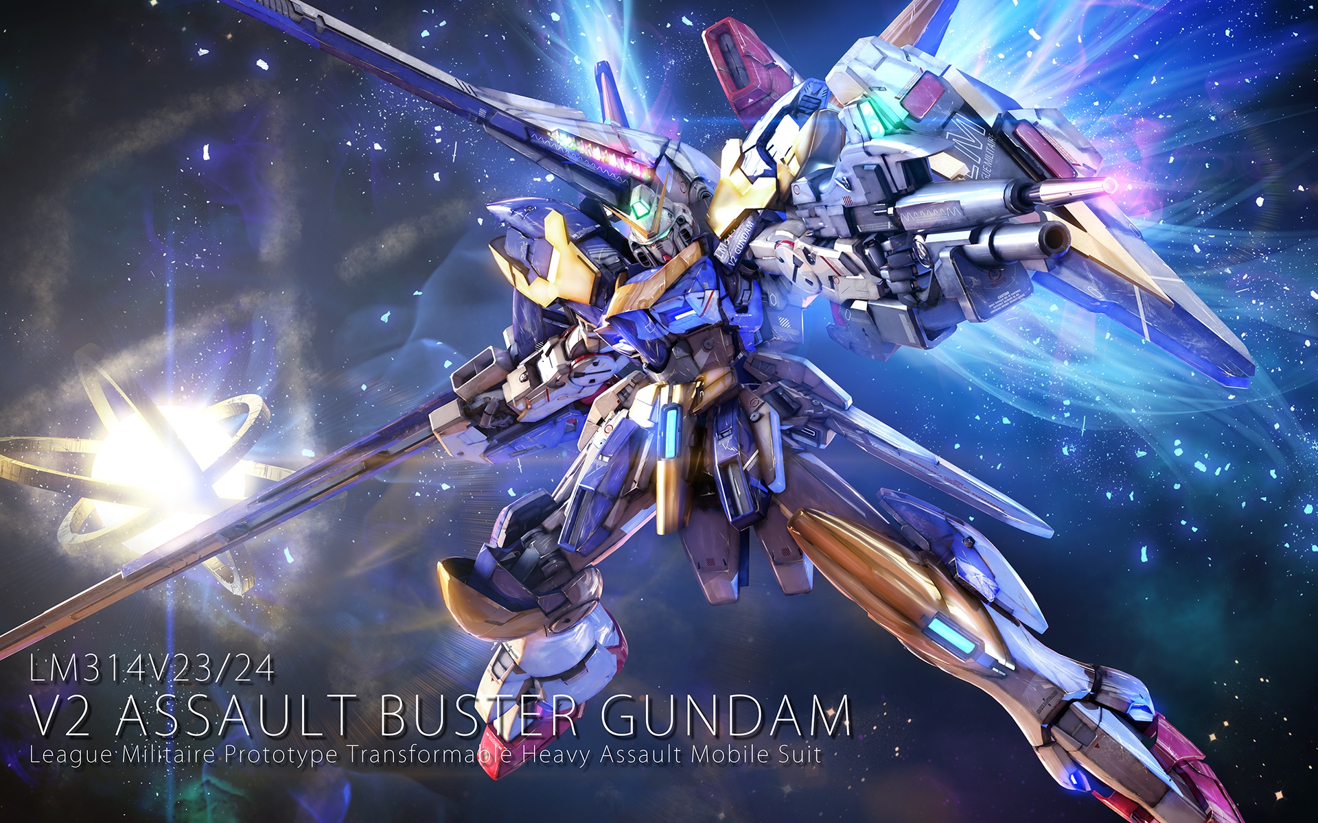 V2 Assault Buster Gundam in Space HD Wallpaper