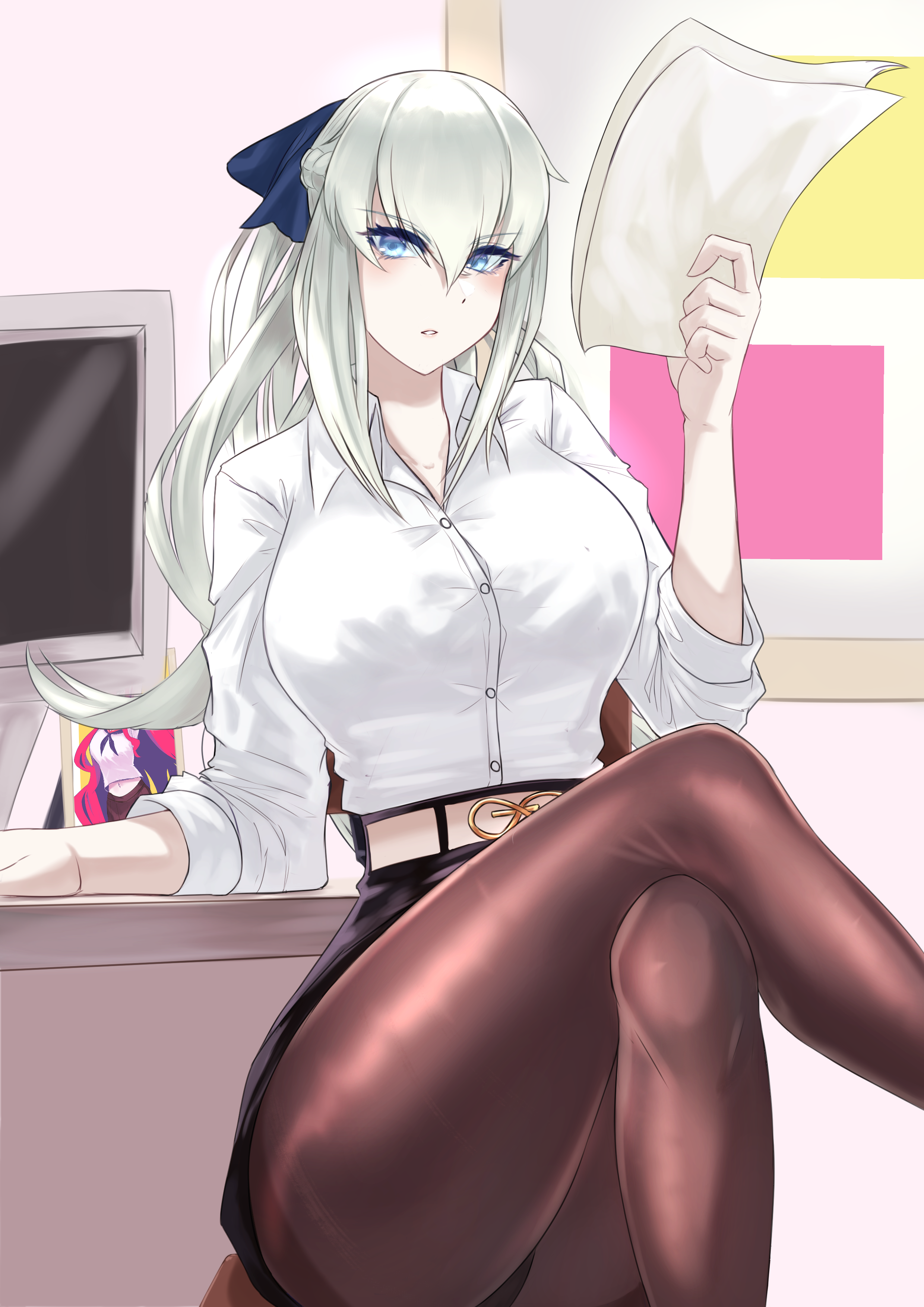 Morgan le Fay from Fate series in a white shirt HD Phone Wallpaper