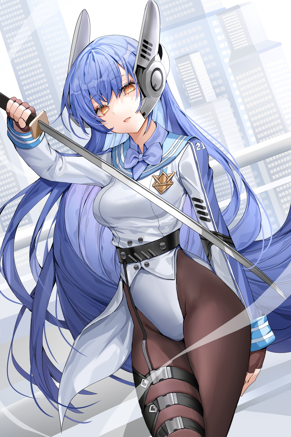 Lloule from Girls Frontline with Katana HD Phone Wallpaper