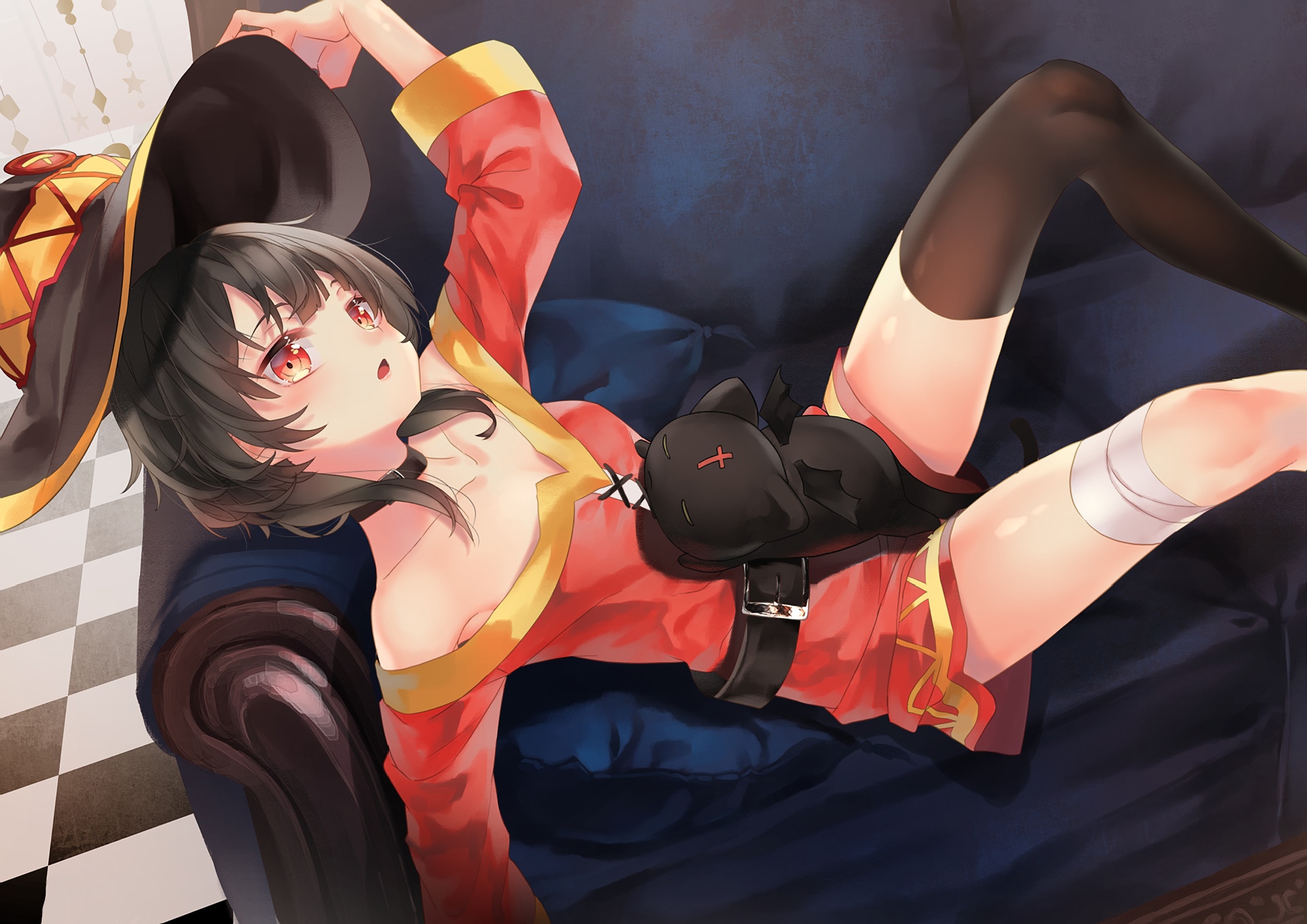 Megumin from Kono Subarashii Sekai ni Shukufuku wo! on a couch HD Wallpaper