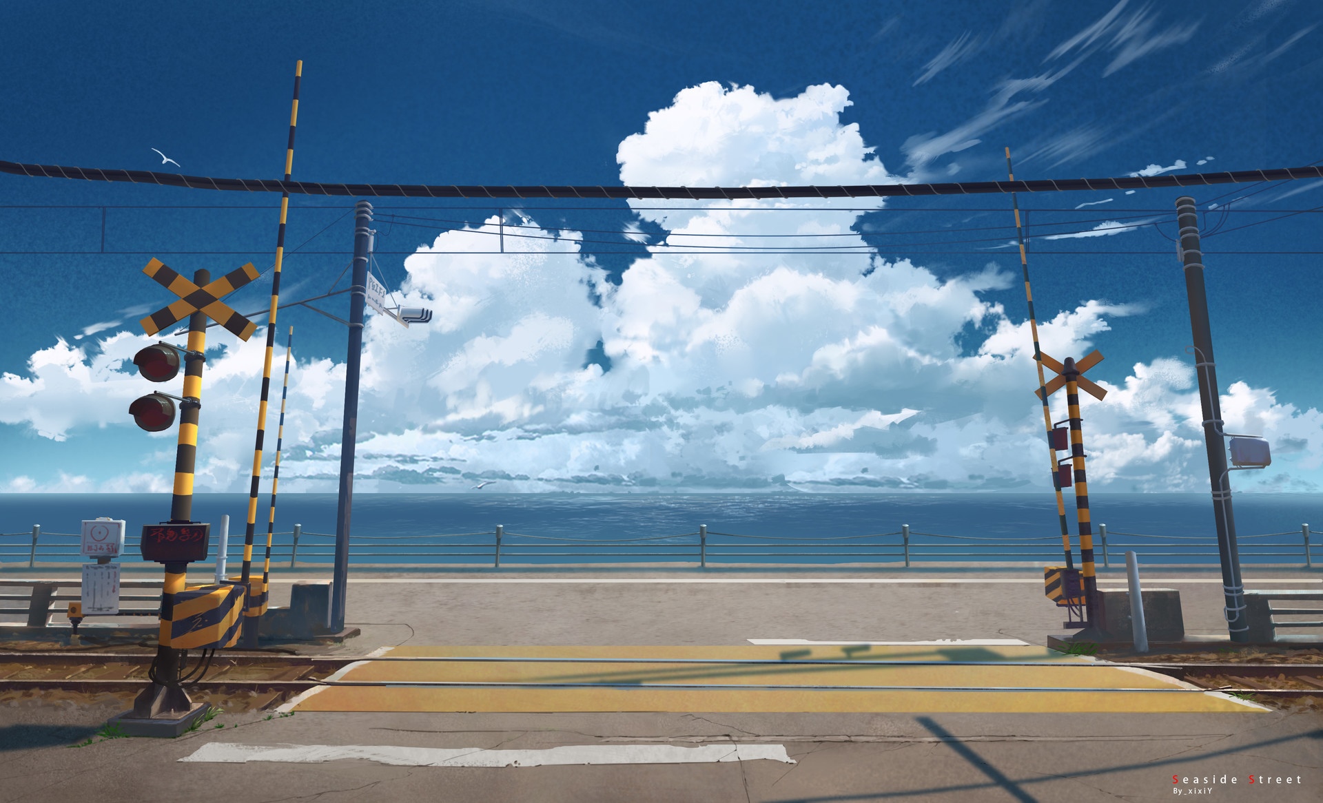 Seaside Street Digital Art Landscape HD Wallpaper
