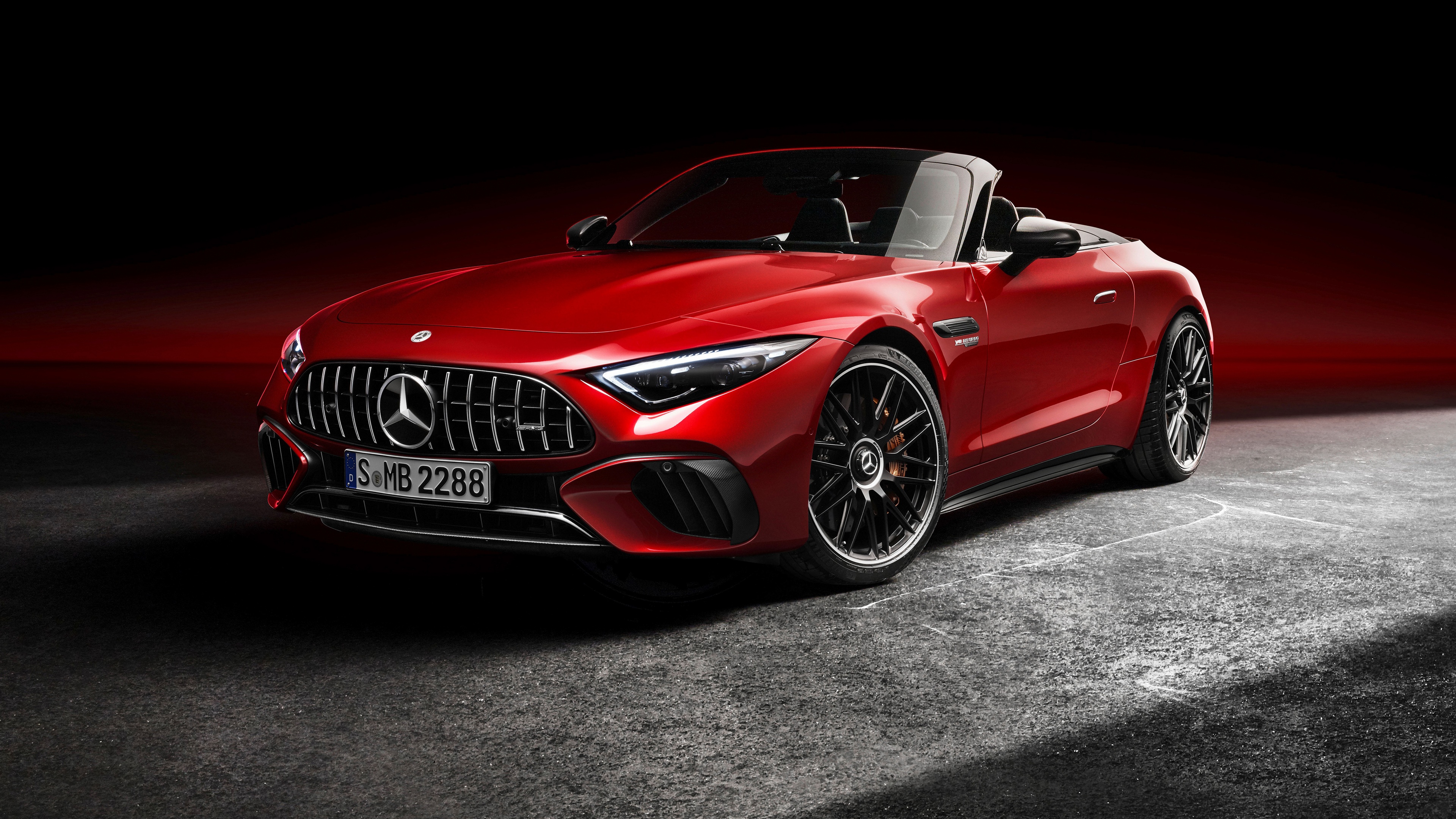 Red Mercedes-AMG SL 2023 Convertible Sports Car HD Wallpaper