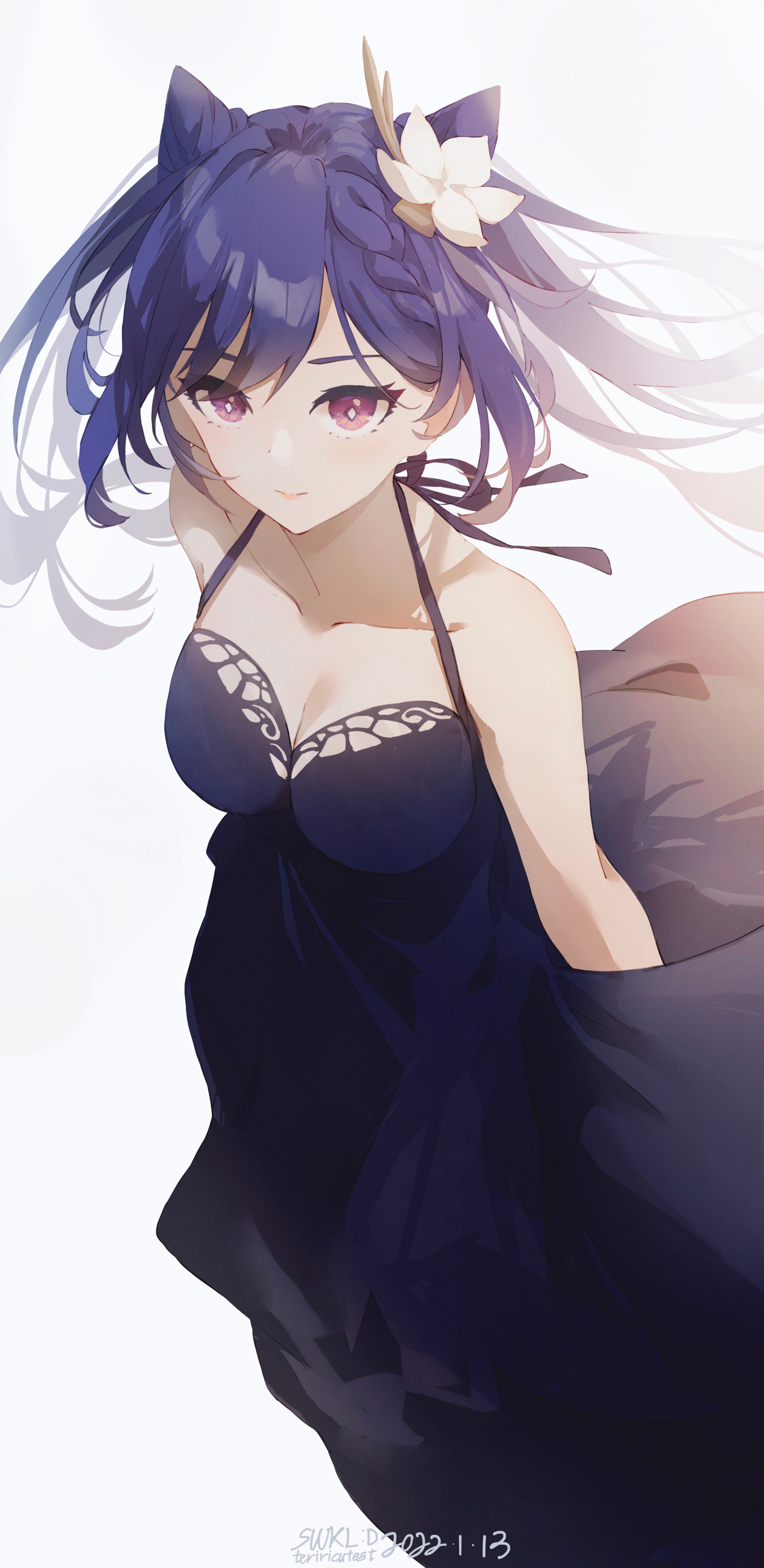 Keqing from Genshin Impact in a dark dress HD Phone Wallpaper