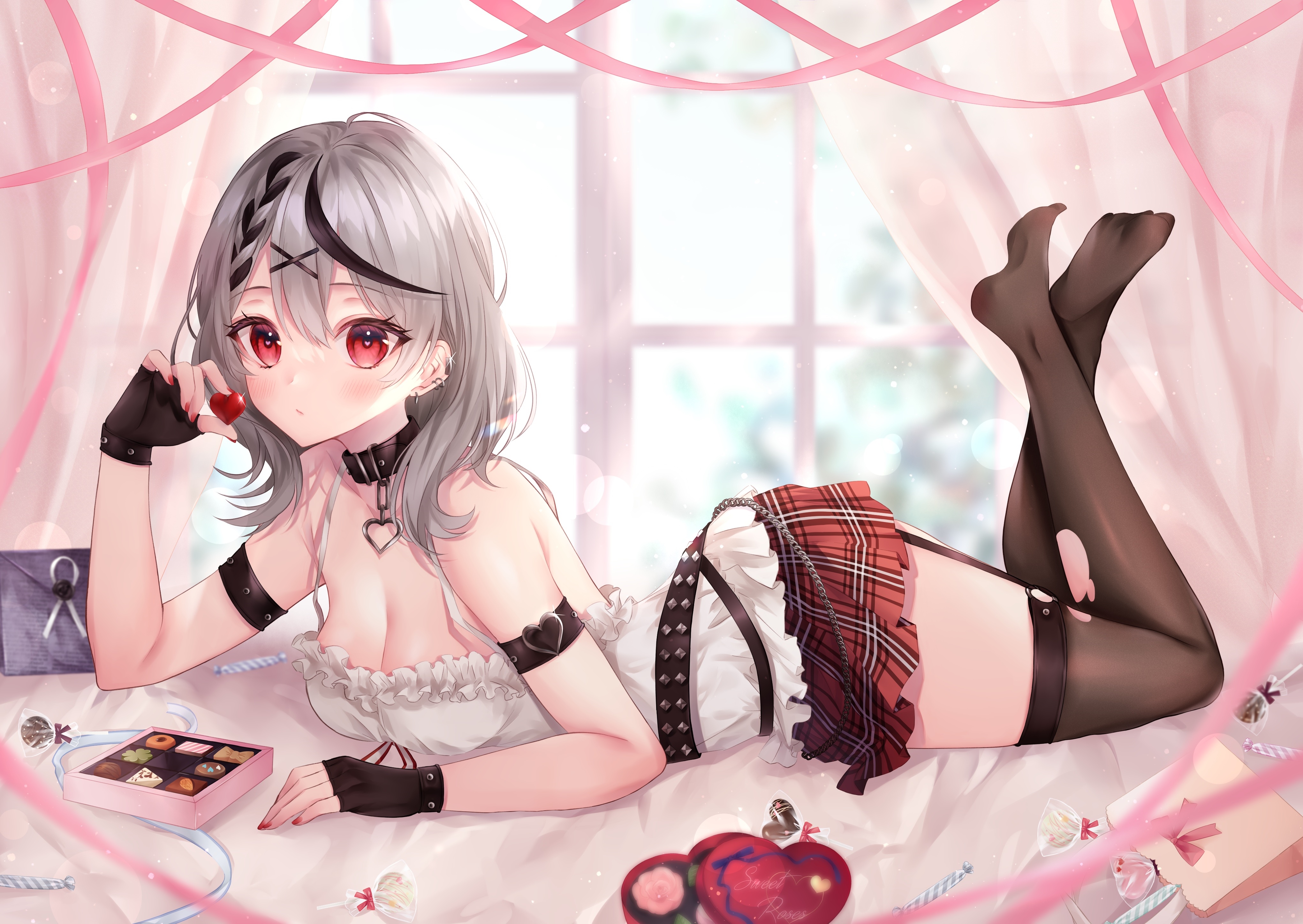 Sakamata Chloe in a Valentine's Day themed outfit HD Wallpaper
