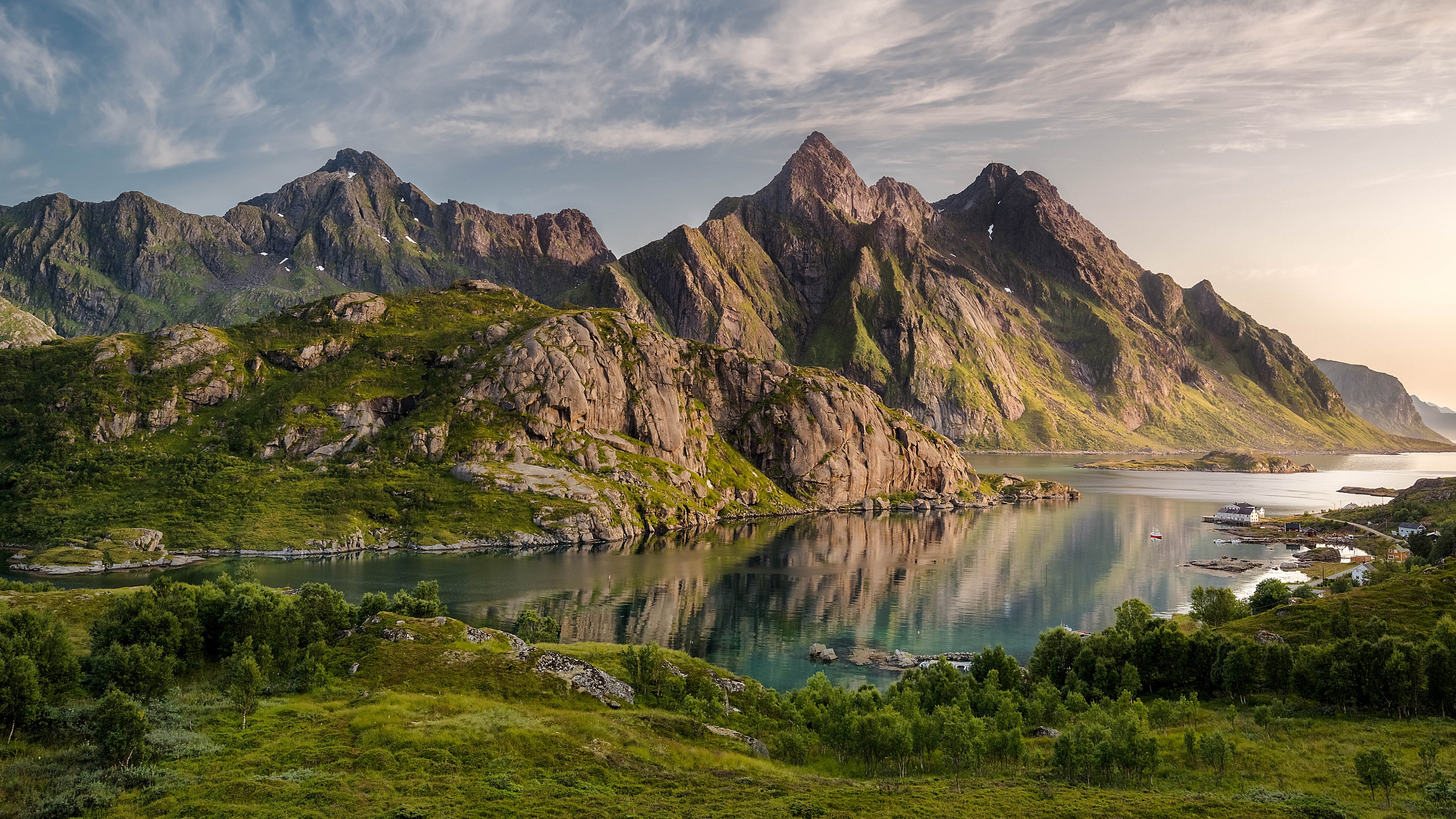 4K Mountains and River Landscape in Norway HD Wallpaper